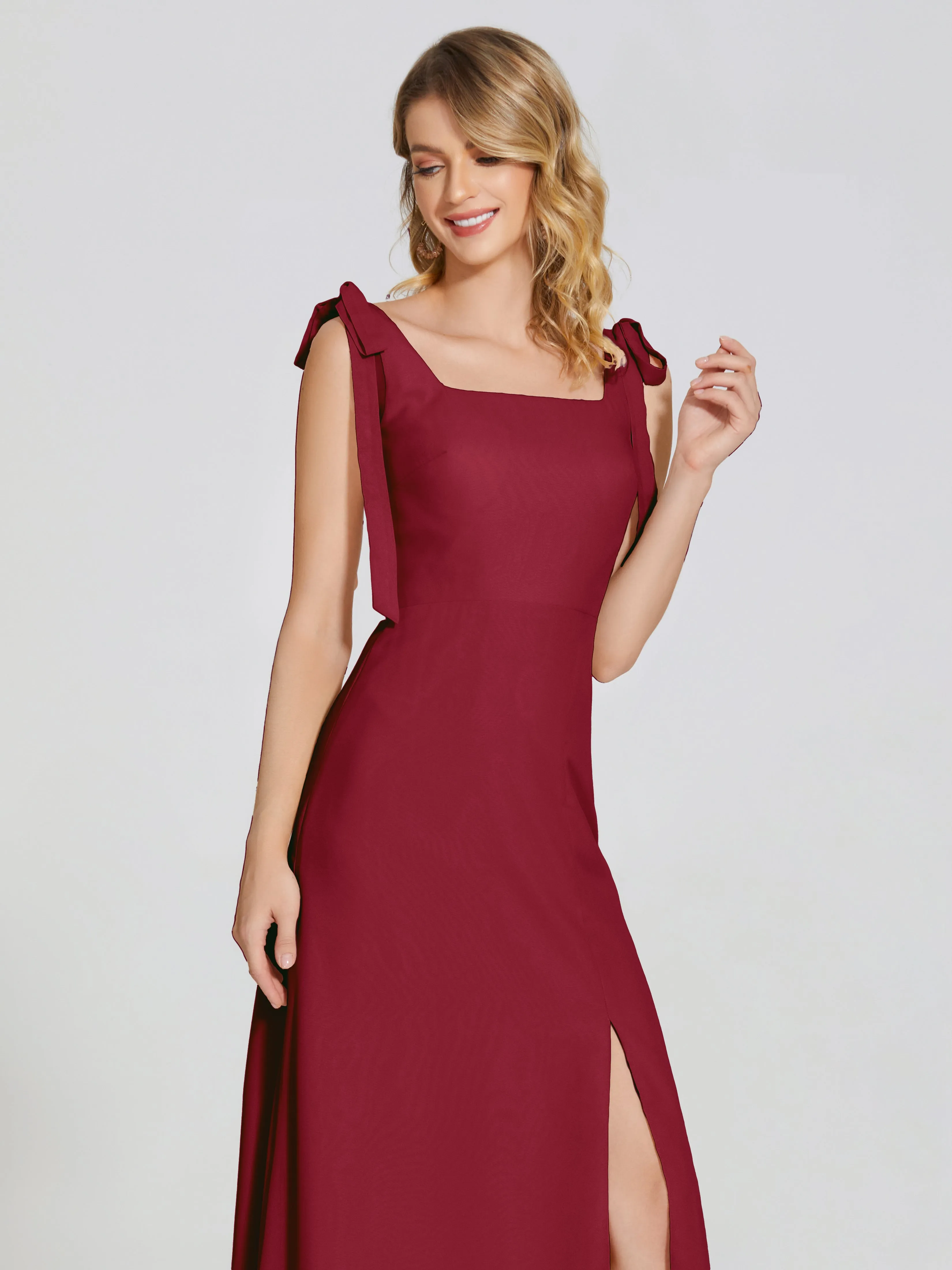 Michelle Elegant Square Neckline Chiffon Bridesmaid Dresses