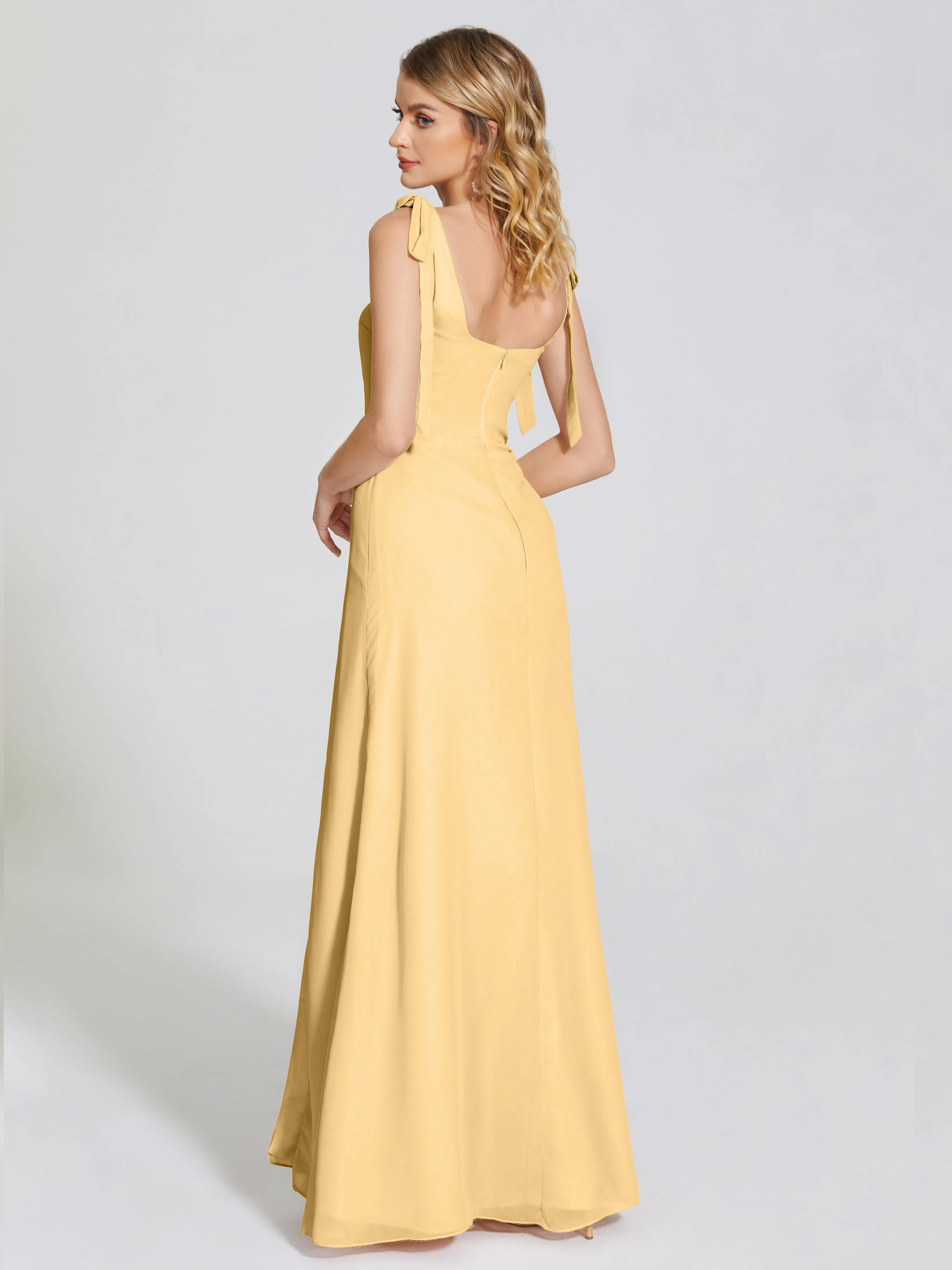 Michelle Elegant Square Neckline Chiffon Bridesmaid Dresses