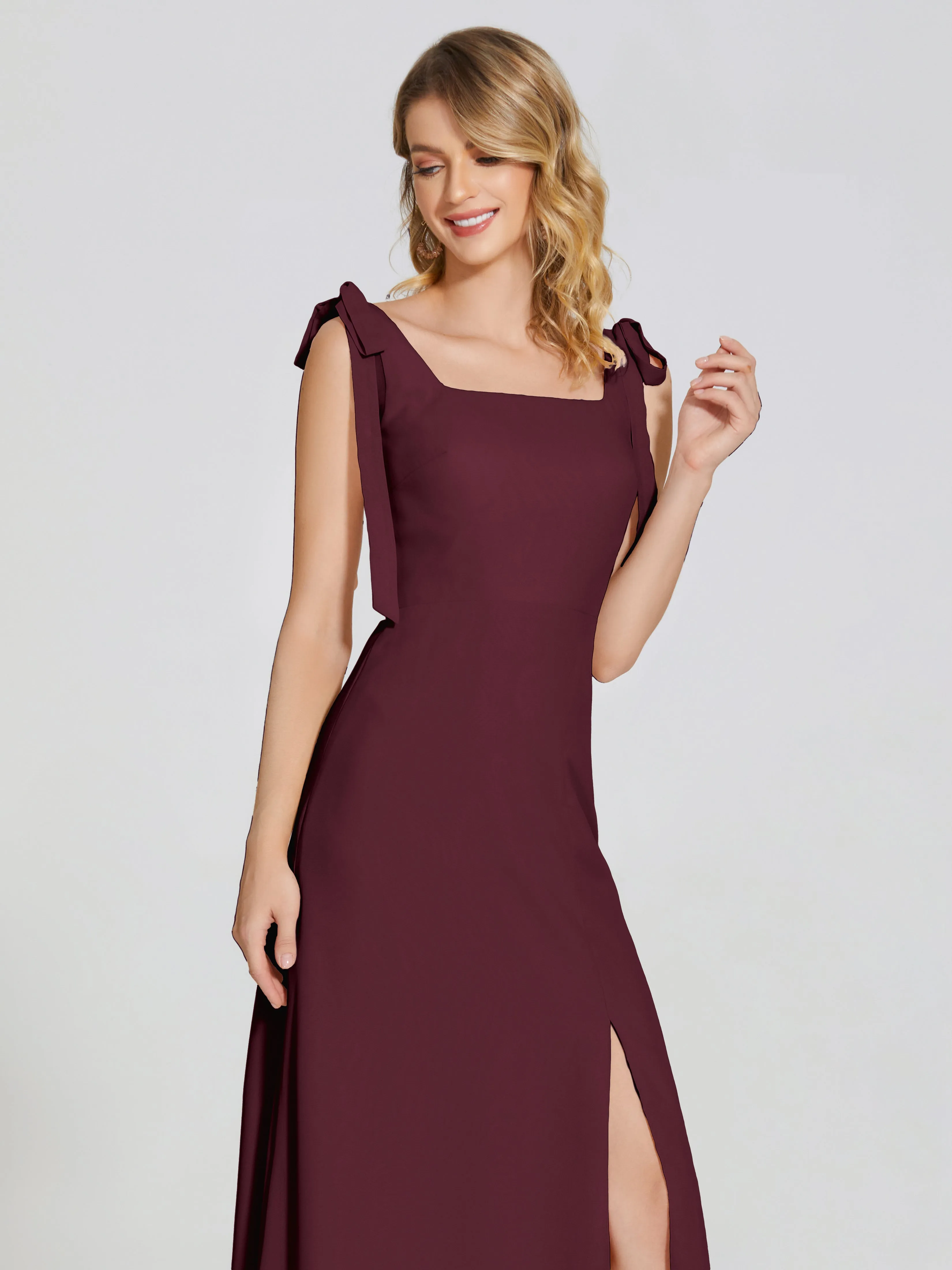 Michelle Elegant Square Neckline Chiffon Bridesmaid Dresses