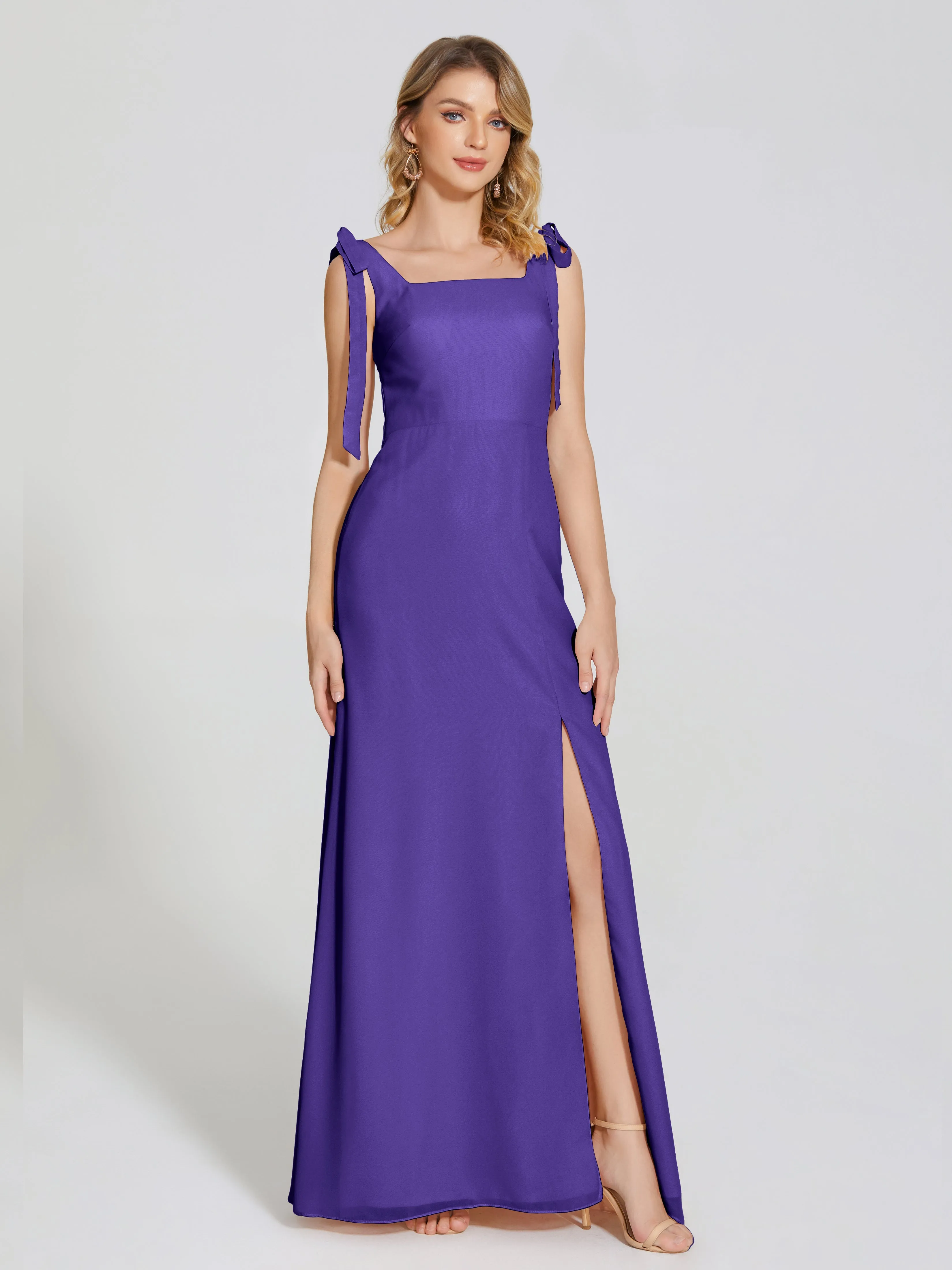 Michelle Elegant Square Neckline Chiffon Bridesmaid Dresses