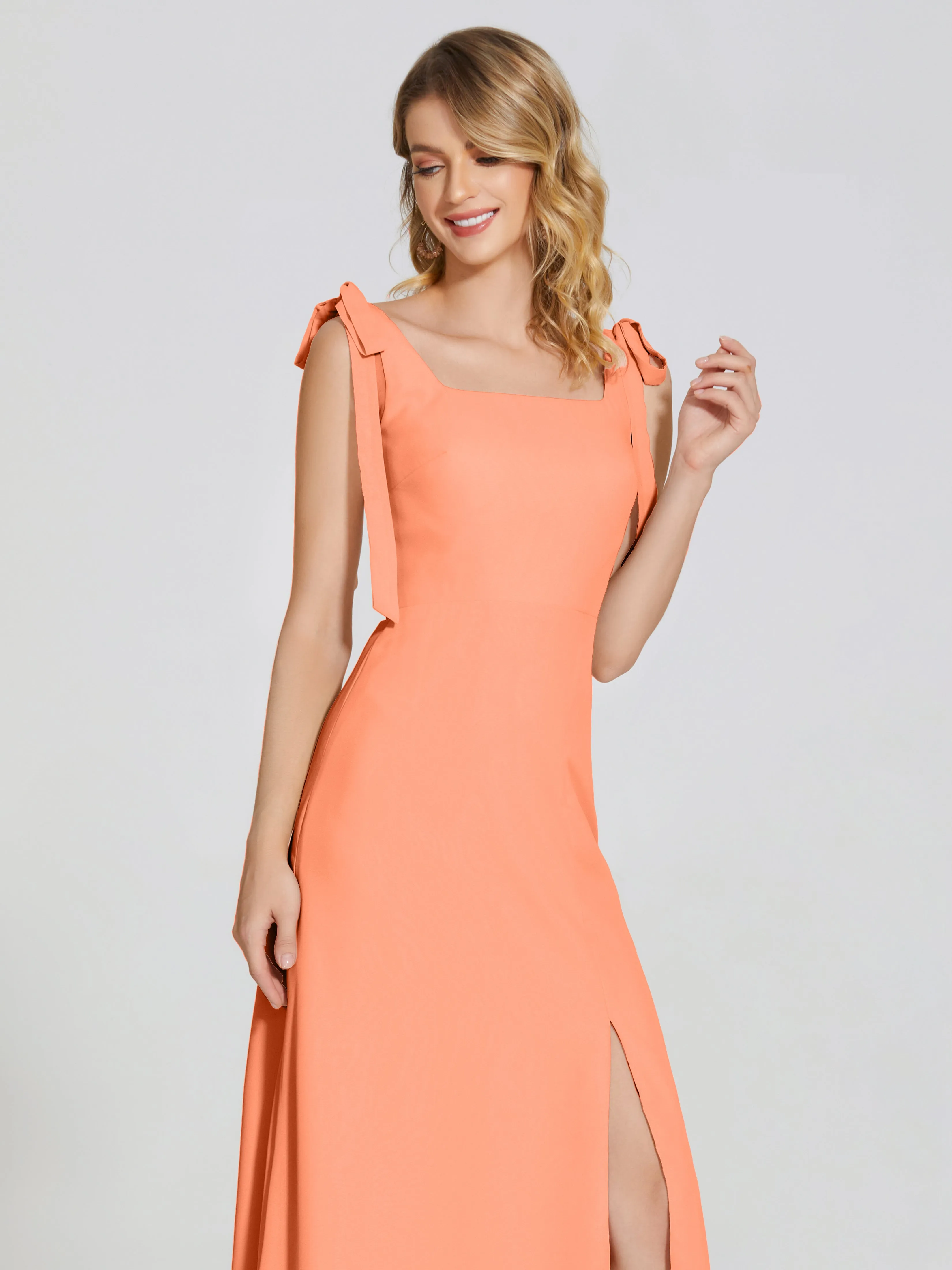 Michelle Elegant Square Neckline Chiffon Bridesmaid Dresses