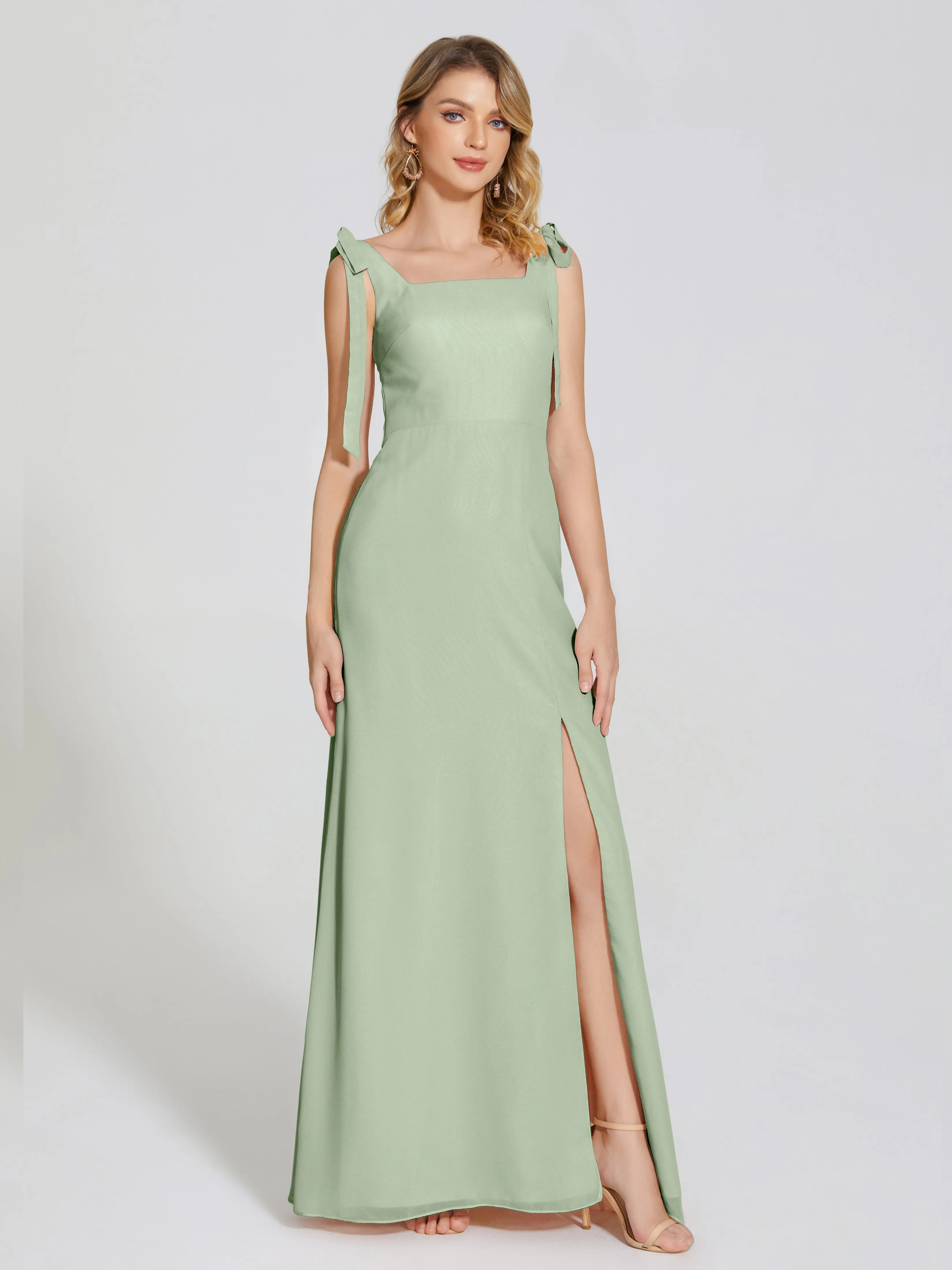 Michelle Elegant Square Neckline Chiffon Bridesmaid Dresses