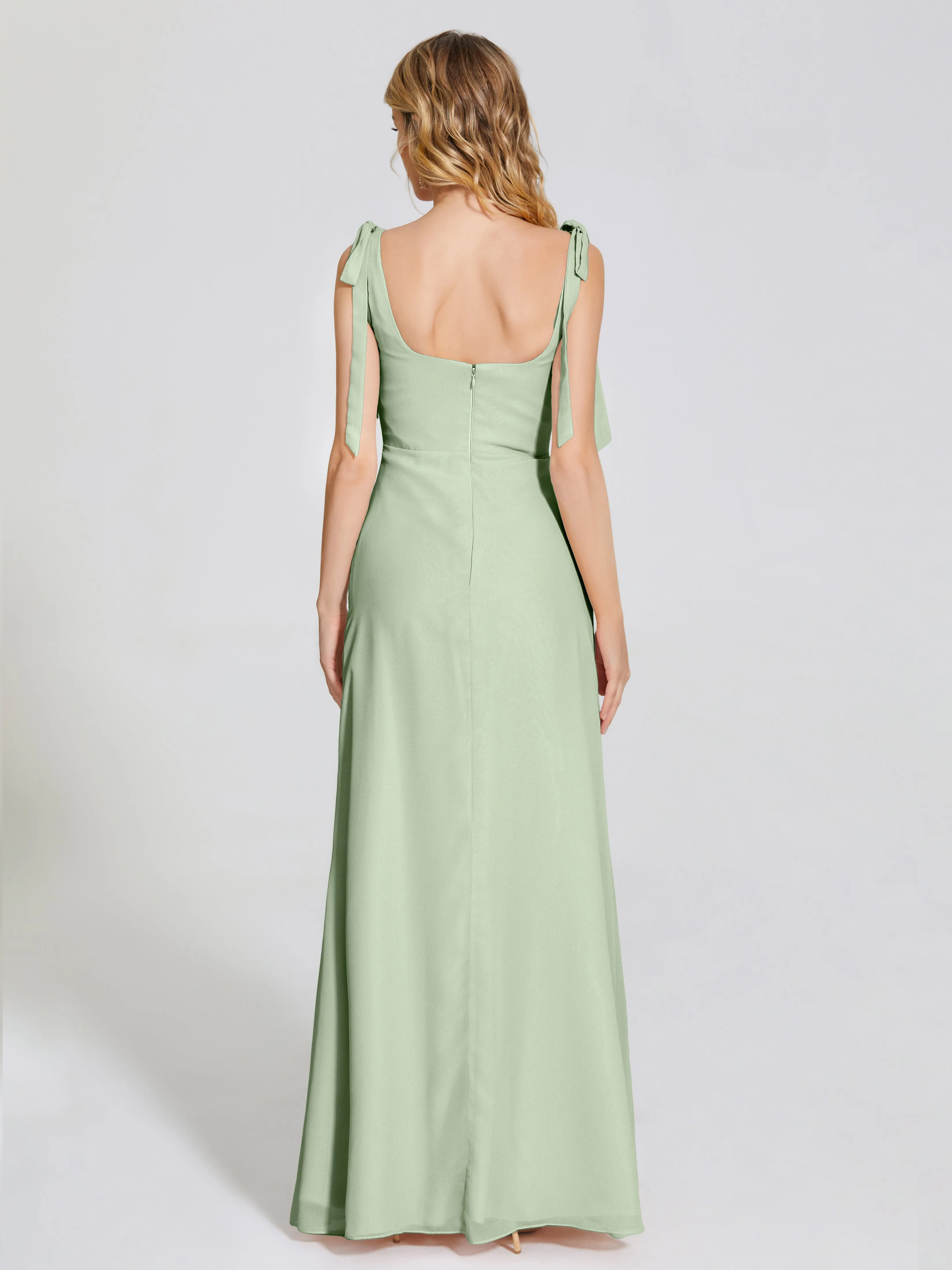 Michelle Elegant Square Neckline Chiffon Bridesmaid Dresses