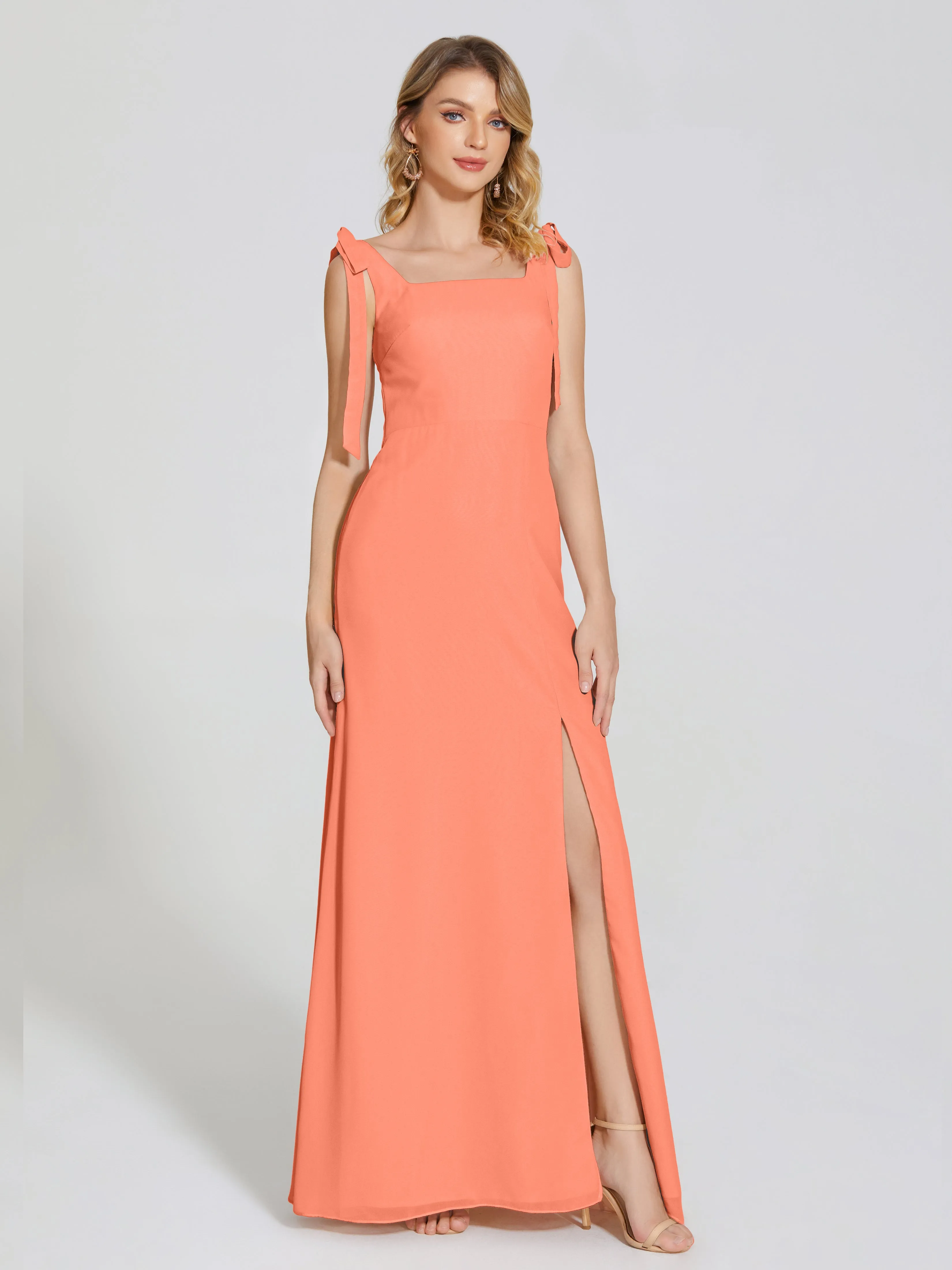 Michelle Elegant Square Neckline Chiffon Bridesmaid Dresses