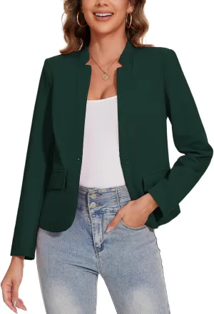 MINTLIMIT Blazer for Women Long Sleeve Button Front Blazer Notch Collar Casual Work Office Suit Jackets with Pockets