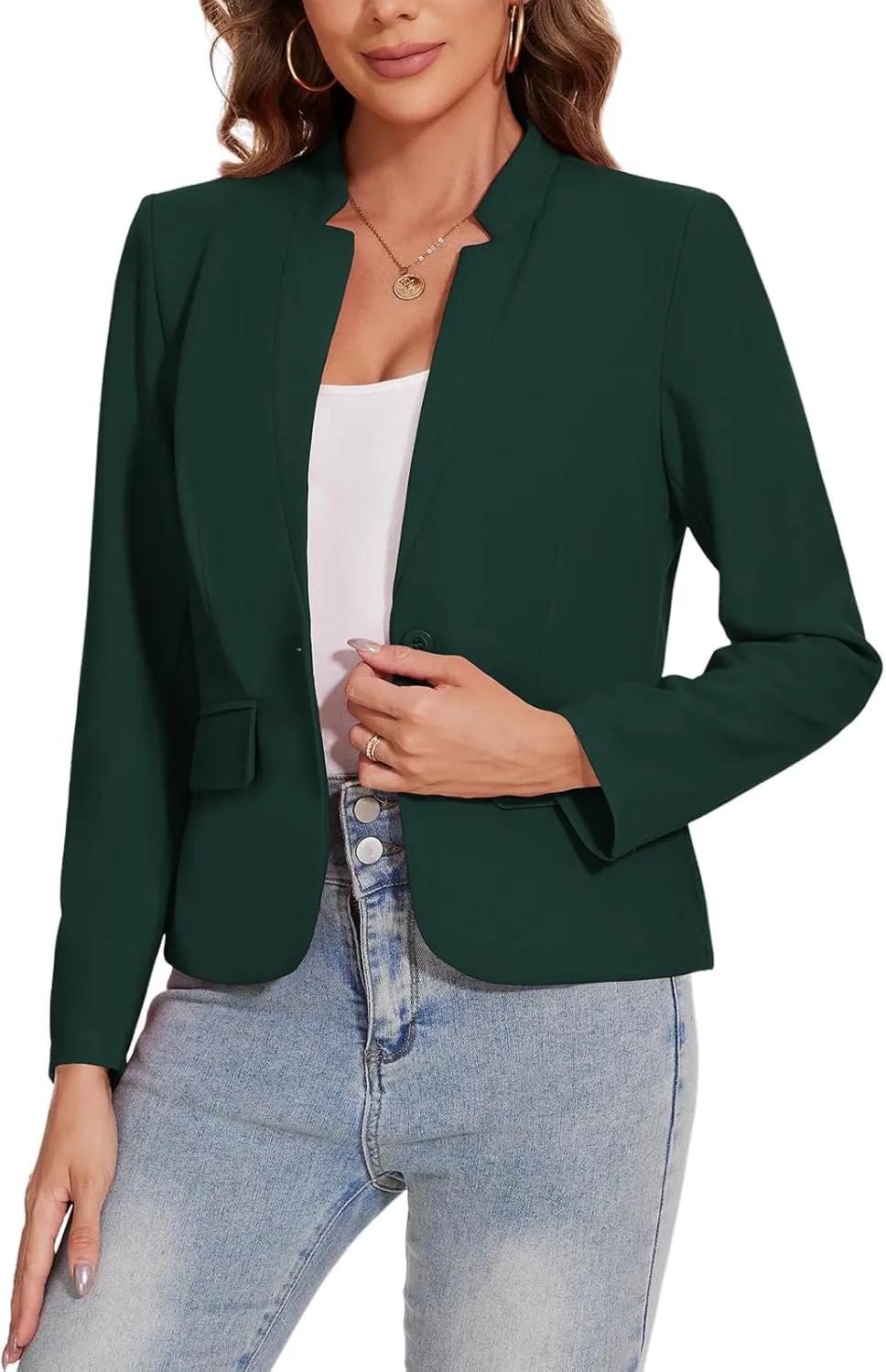 MINTLIMIT Blazer for Women Long Sleeve Button Front Blazer Notch Collar Casual Work Office Suit Jackets with Pockets
