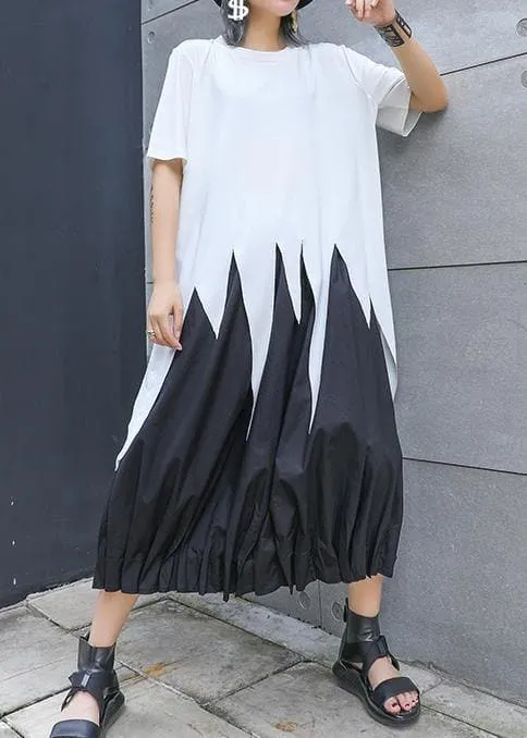 Modern white Shirts o neck asymmetric summer tops