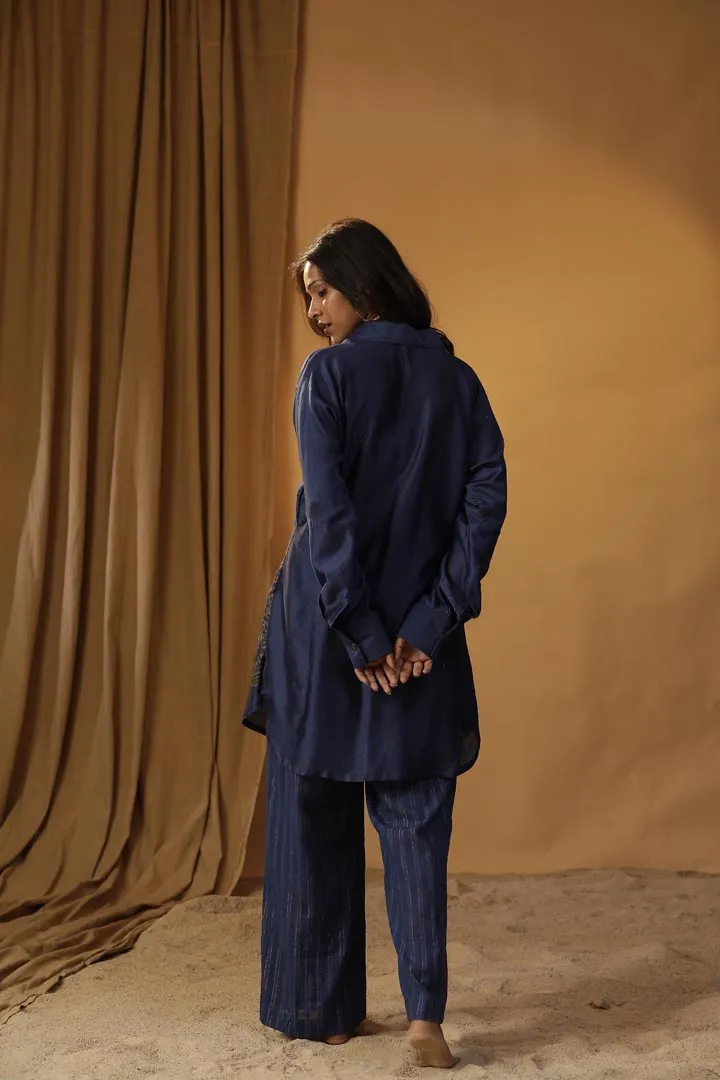 NAVY BLUE FOIL PAINTED CO-ORD SET