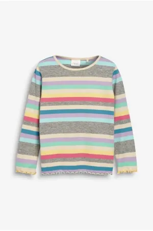 Next Bright Stripe Long Sleeve Rib Baby Girls T-Shirts