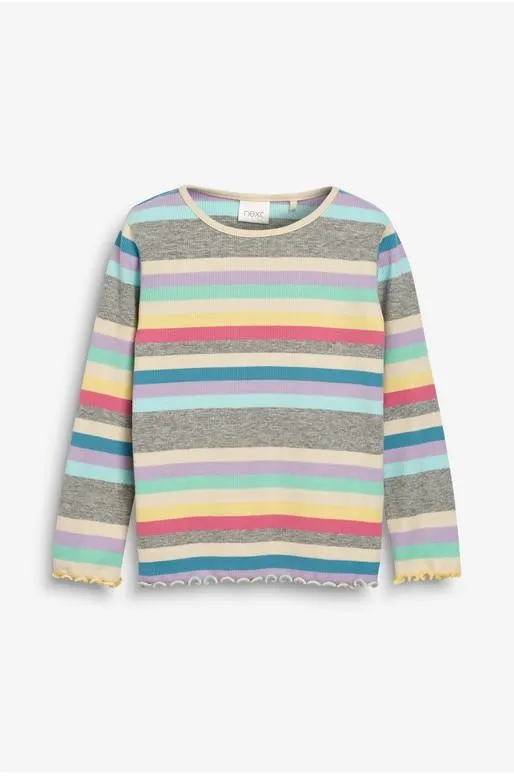 Next Bright Stripe Long Sleeve Rib Baby Girls T-Shirts