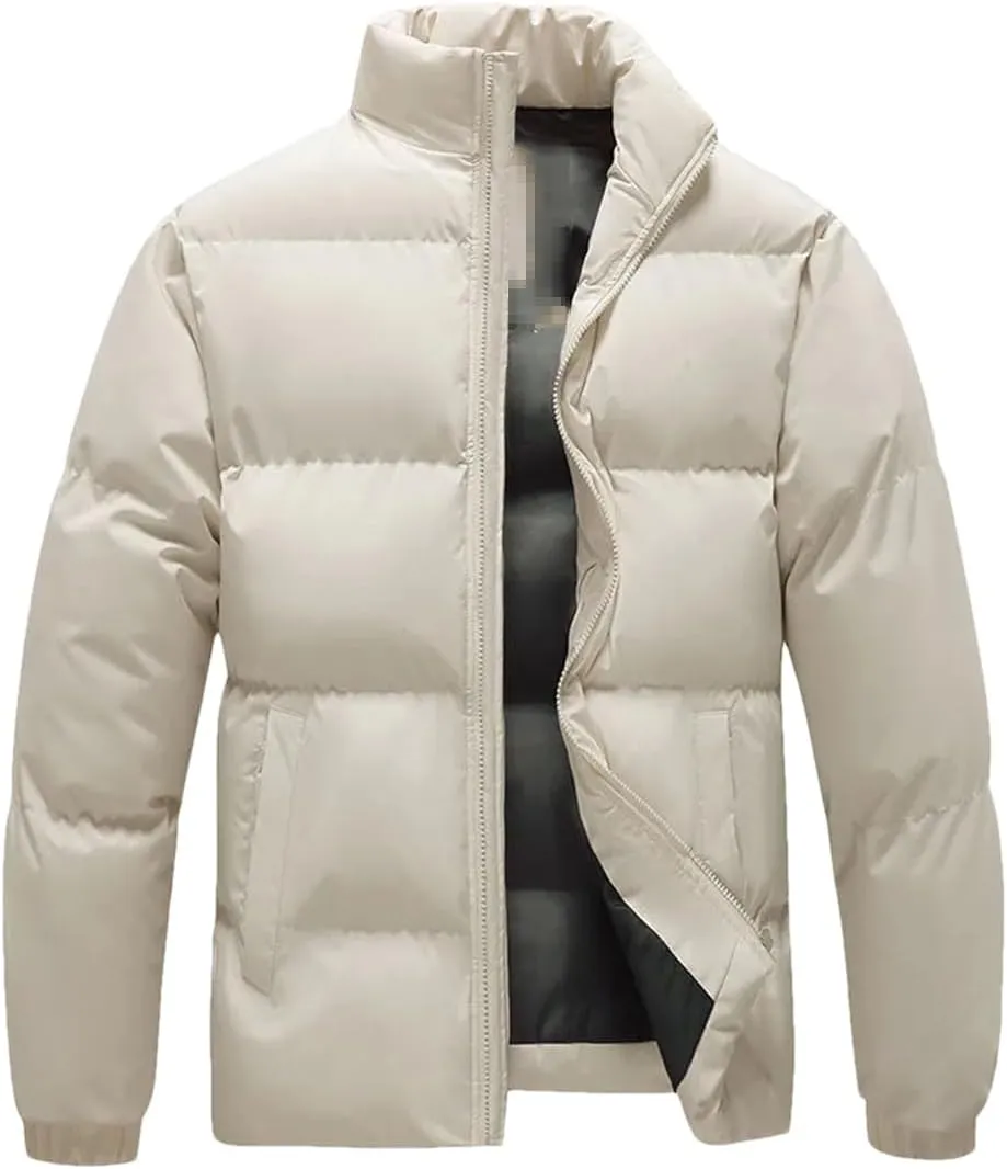 Niiyyjj Autumn Winter Mens Casual Solid Cotton Padded Coat Men Loose Thick Warm Down Jacket Coats