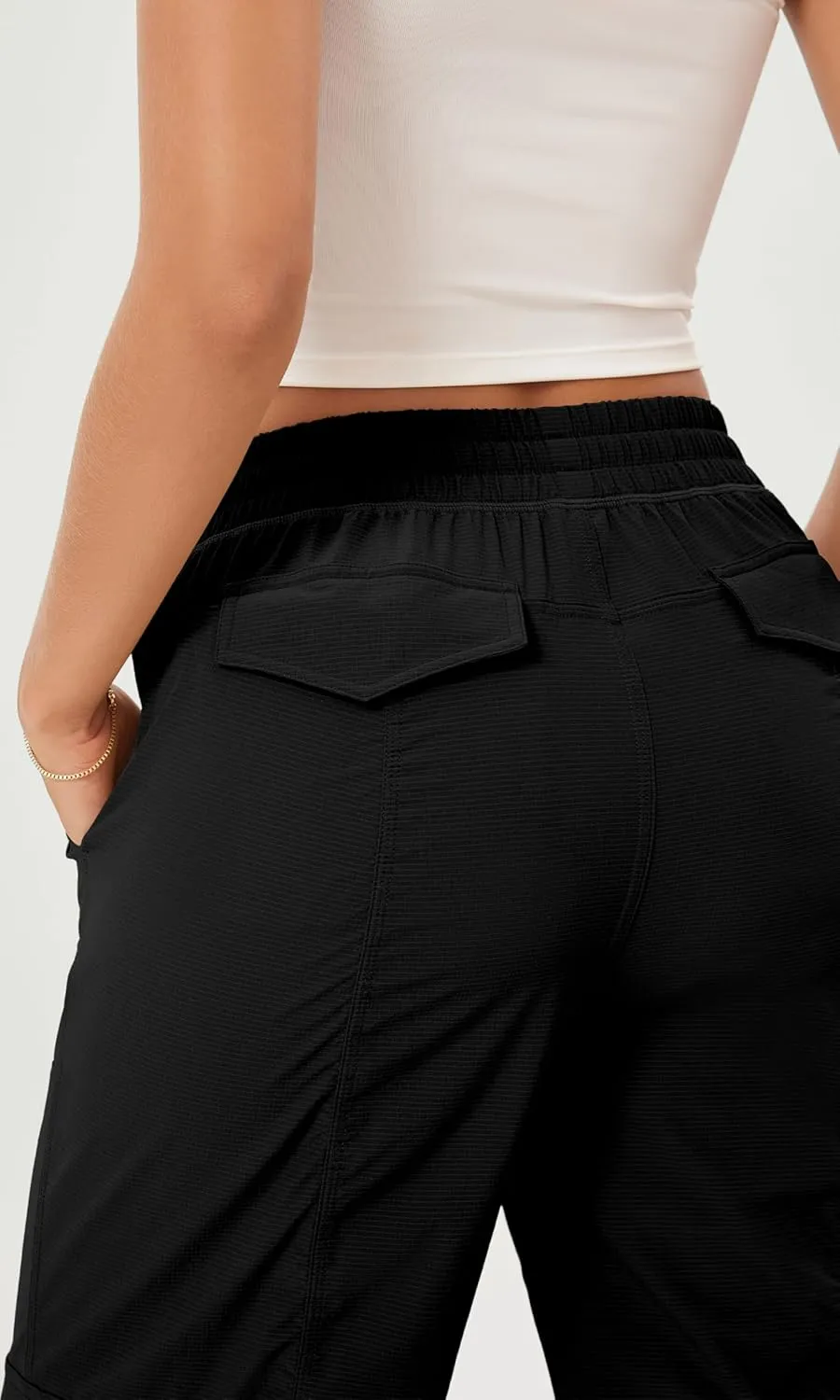 ODODOS Stretch Woven Relaxed Cargo Pants for Women Cinchable Hems Lightweight Casual Sweatpants with Pockets