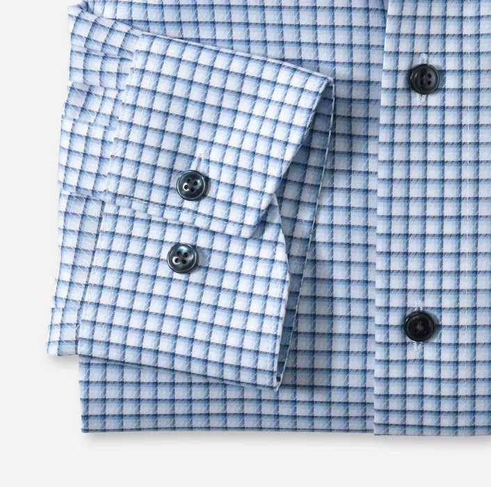 OLYMP -  Luxor Modern Fit Business Shirt, Blue and White Boxes