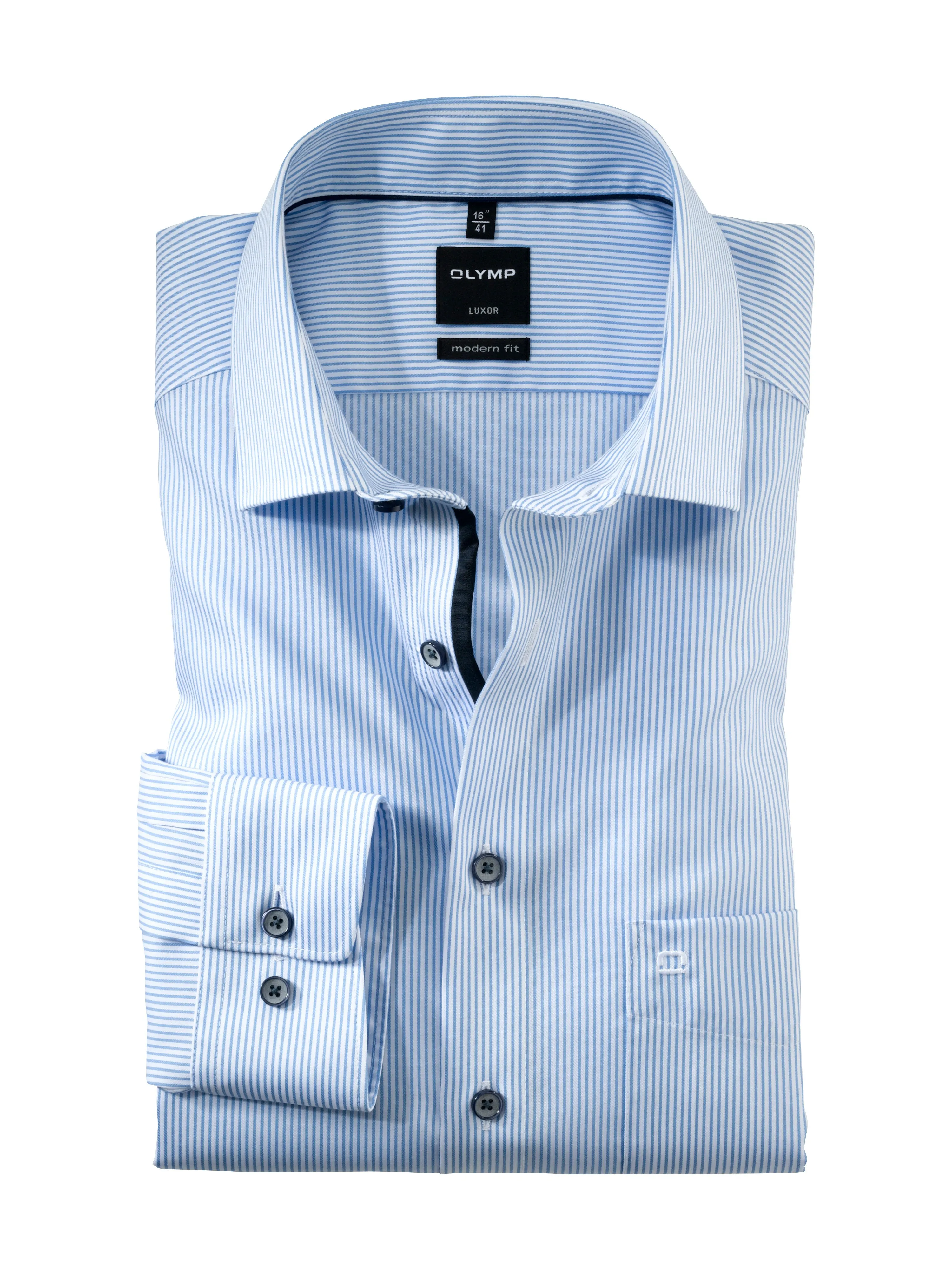 OLYMP -  Modern Fit, Classic Striped, Navy Button