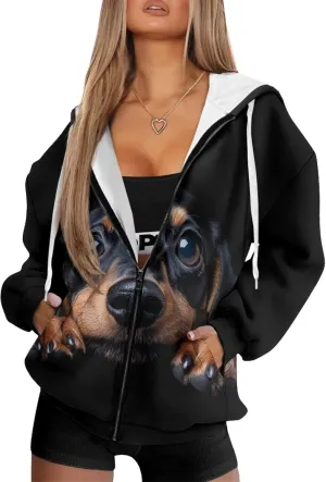 Oversized Sweatshirts for Women Zip Up Hoodies Fall Long Sleeve Jackets with Pockets Hooded Tops Loose Y2K Outfits