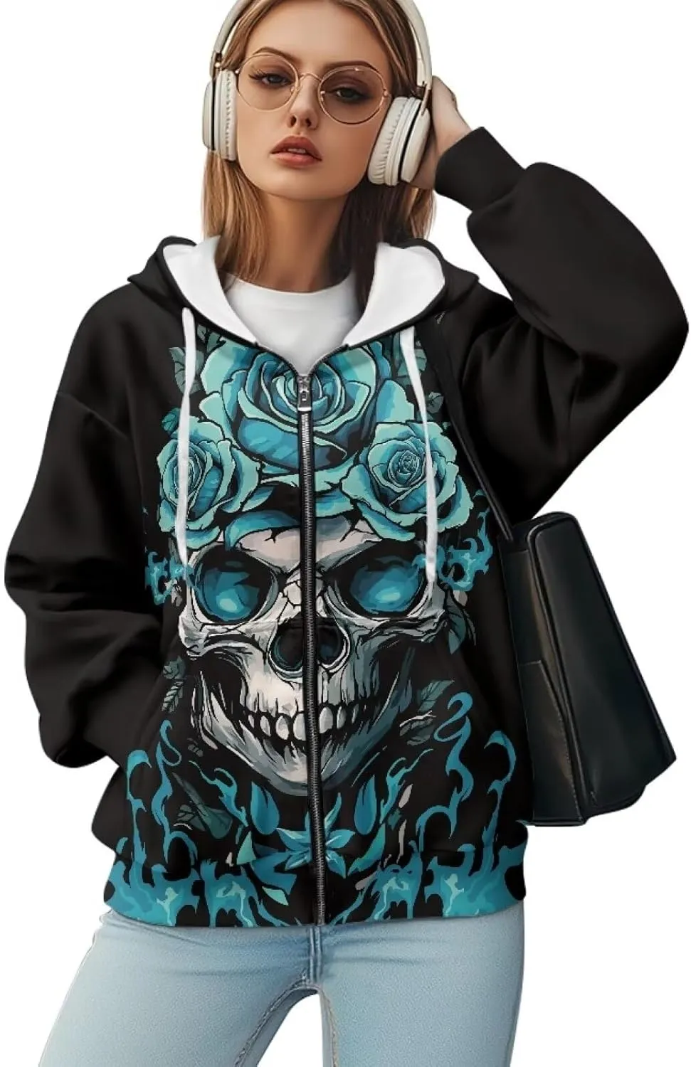 Oversized Sweatshirts for Women Zip Up Hoodies Fall Long Sleeve Jackets with Pockets Hooded Tops Loose Y2K Outfits