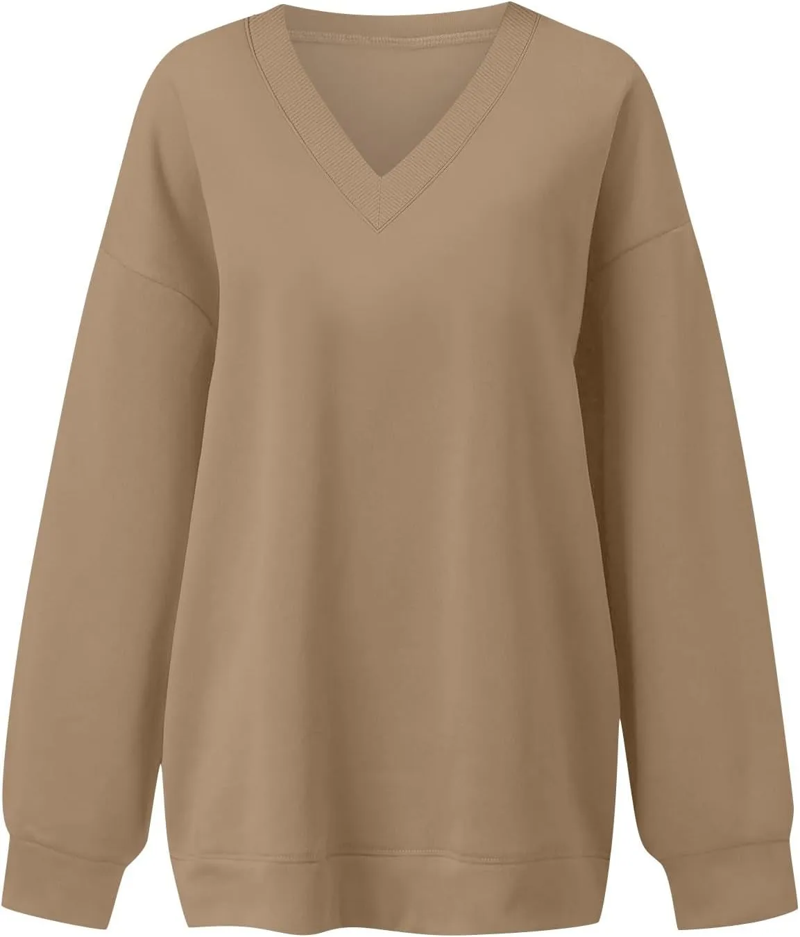Oversized V Neck Sweatshirt Women Cozy Long Sleeve Fleece Hoodies Pullover Casual Sweat Shirts Cute Winter Outfits