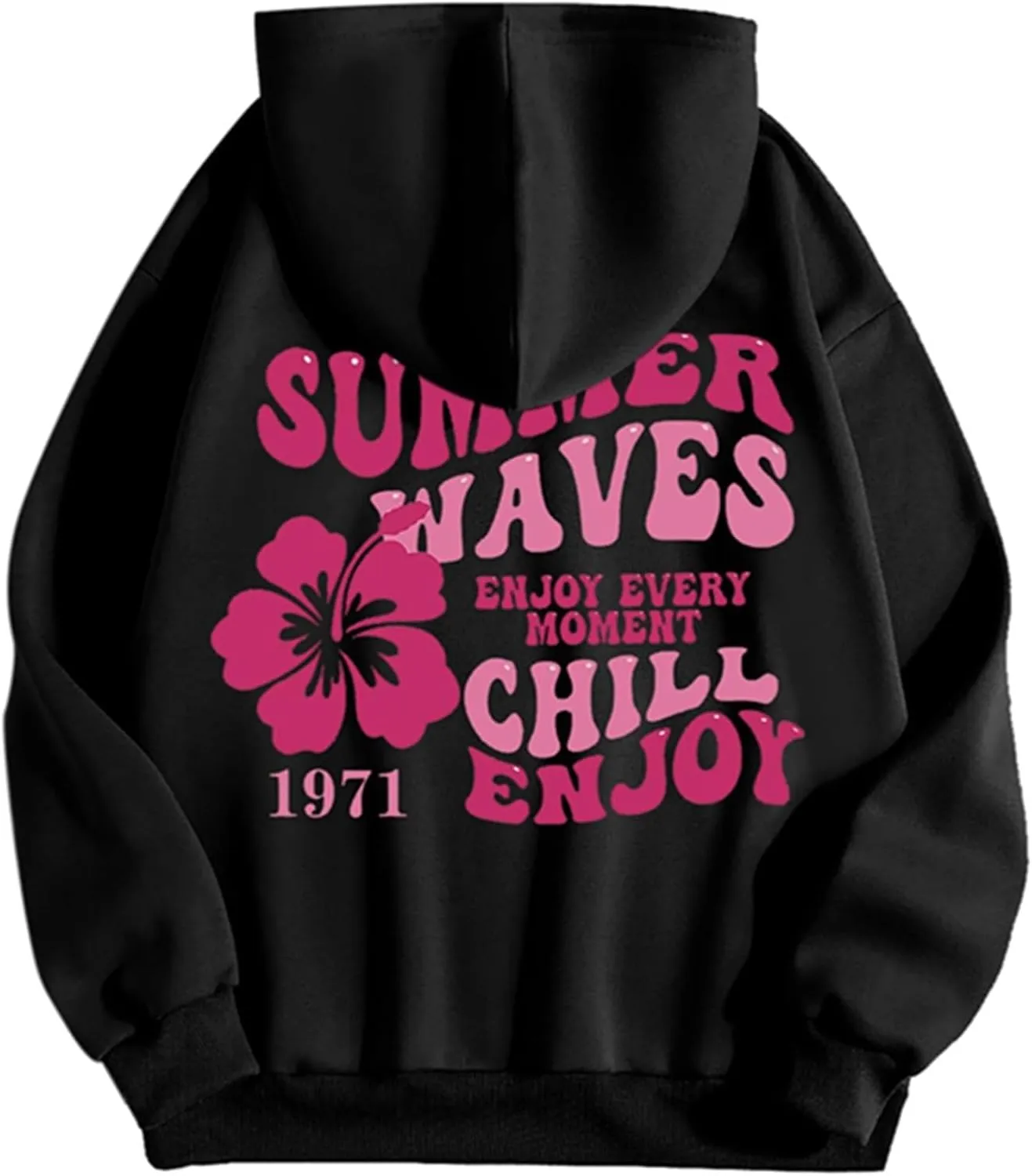 Pink Palm Puff Hoodie Real Women Oversized Sweatshirts Pullover Hoodies Fleece Sweaters Long Sleeve With Pockets