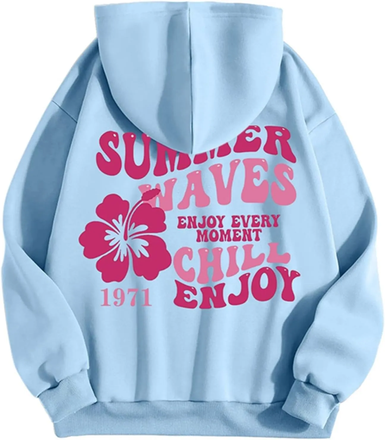 Pink Palm Puff Hoodie Real Women Oversized Sweatshirts Pullover Hoodies Fleece Sweaters Long Sleeve With Pockets