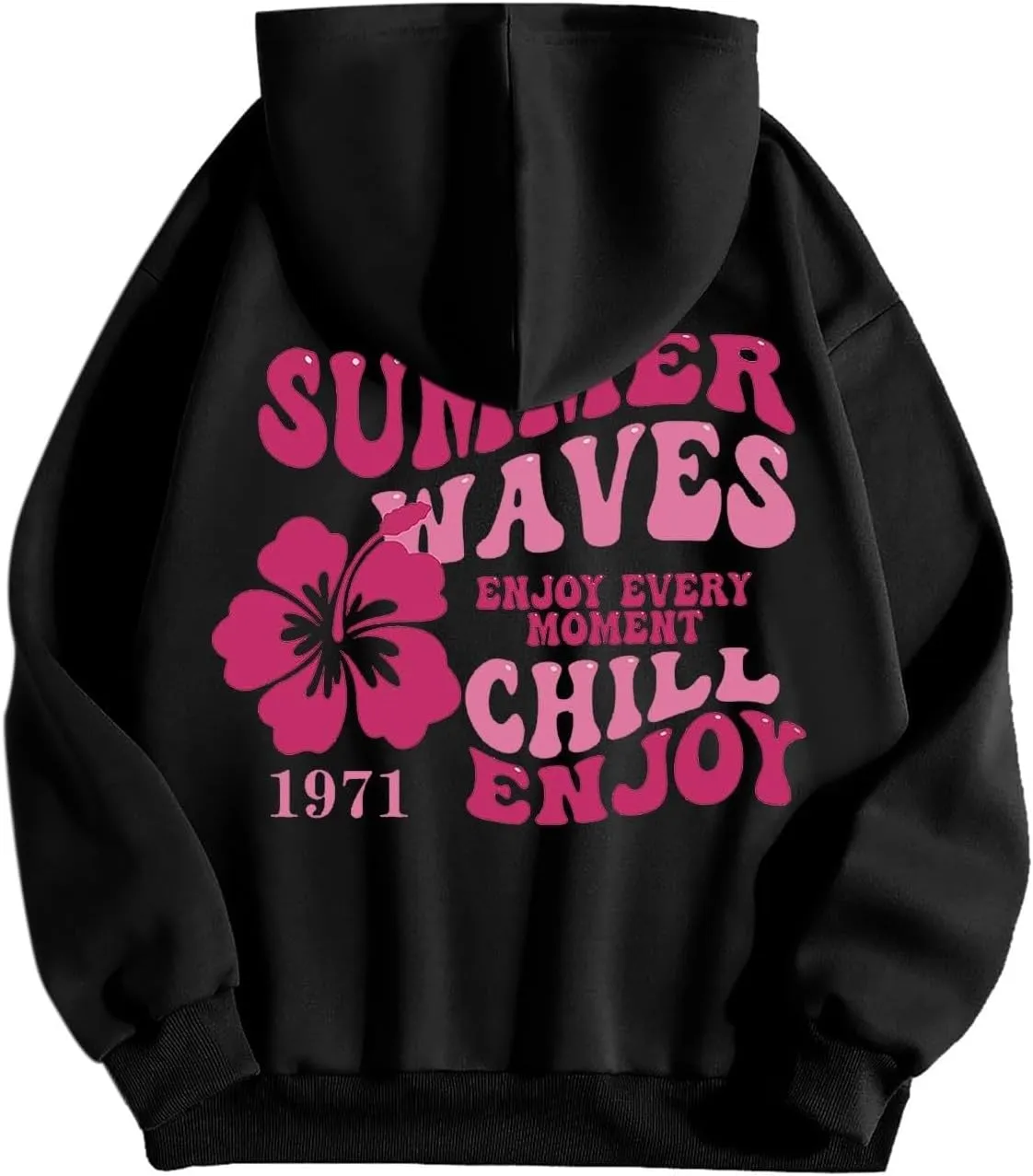 Pink Palm Puff Hoodie Real Women Oversized Sweatshirts Pullover Hoodies Fleece Sweaters Long Sleeve With Pockets