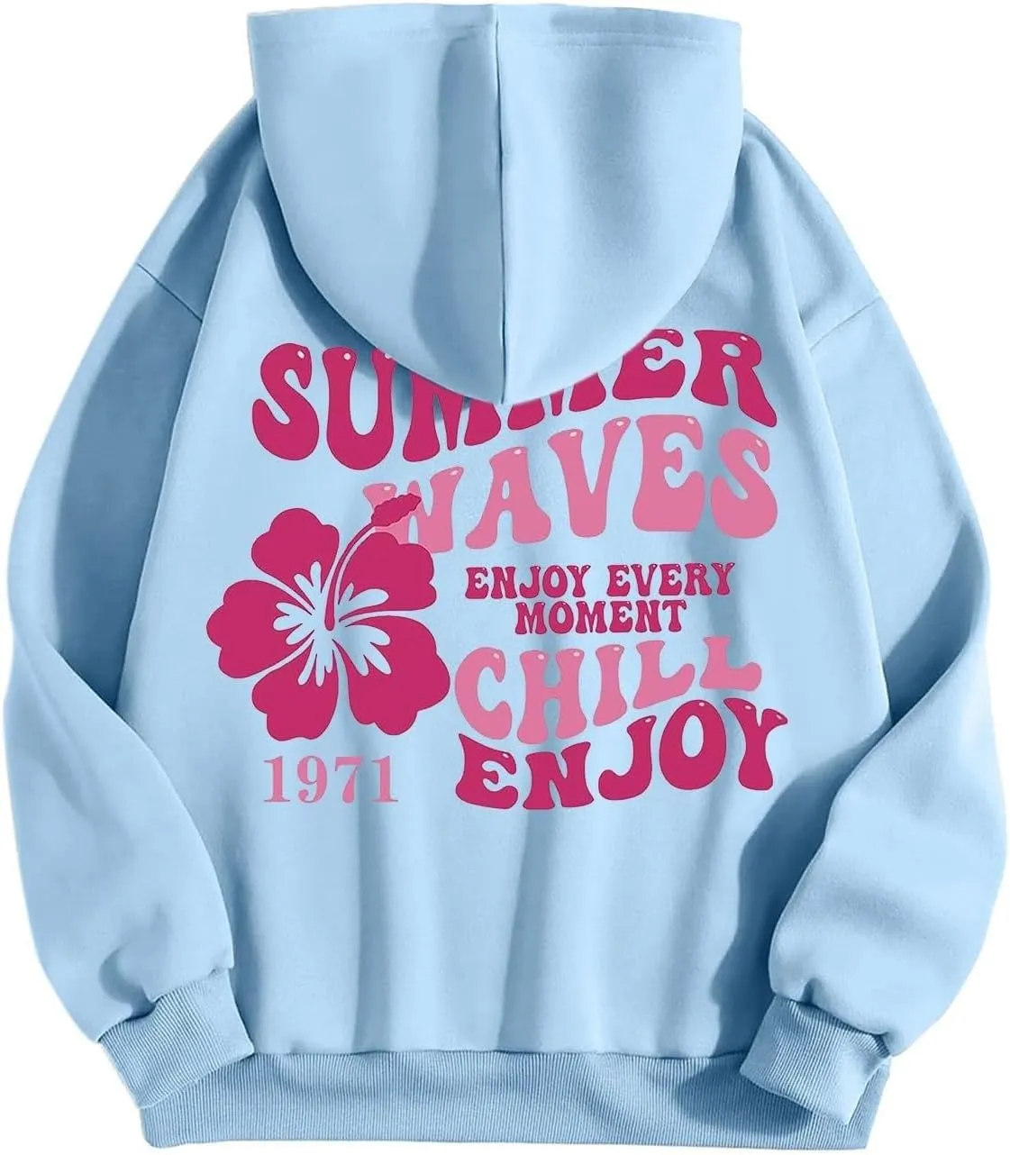 Pink Palm Puff Hoodie Real Women Oversized Sweatshirts Pullover Hoodies Fleece Sweaters Long Sleeve With Pockets