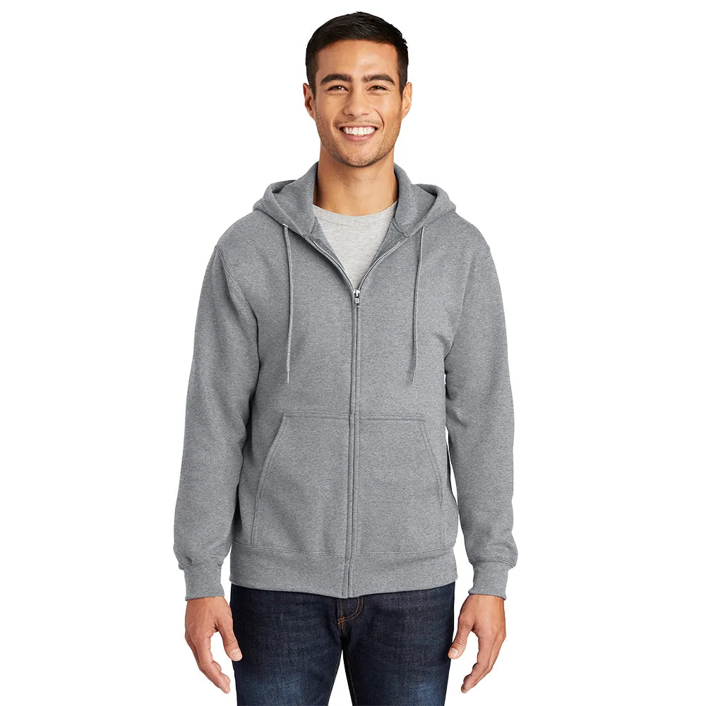 Port & Company® Essential Fleece Full-Zip Hooded Sweatshirt - Athletic Heather