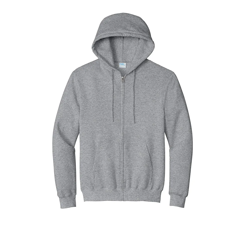 Port & Company® Essential Fleece Full-Zip Hooded Sweatshirt - Athletic Heather