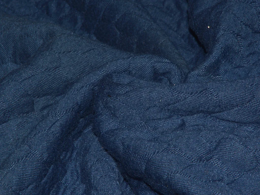 Precut of 1 Meter Royal Blue Plain Quilted Thick Polyester Fabric
