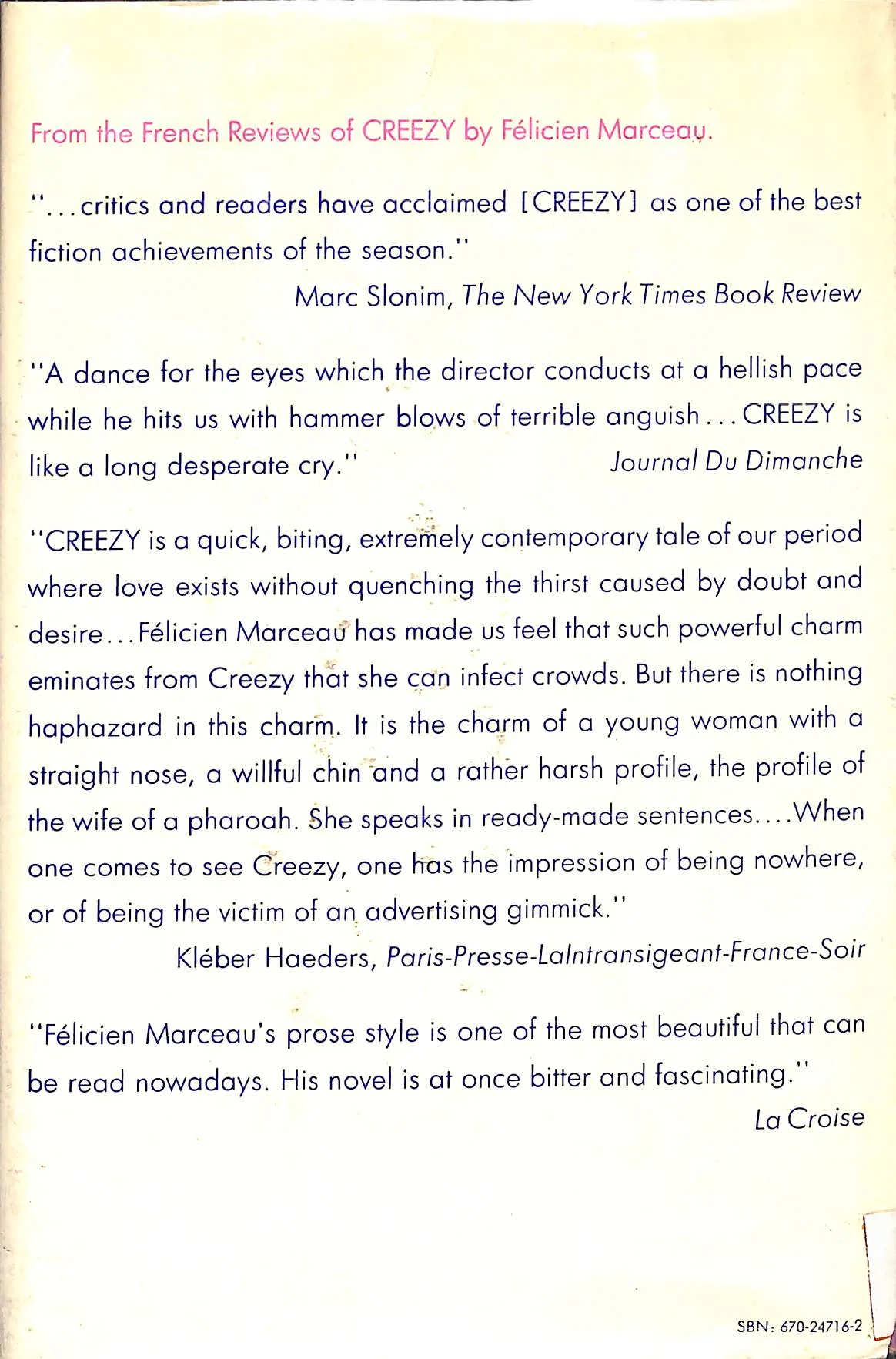 "Creezy" 1970 MARCEAU, Felicien