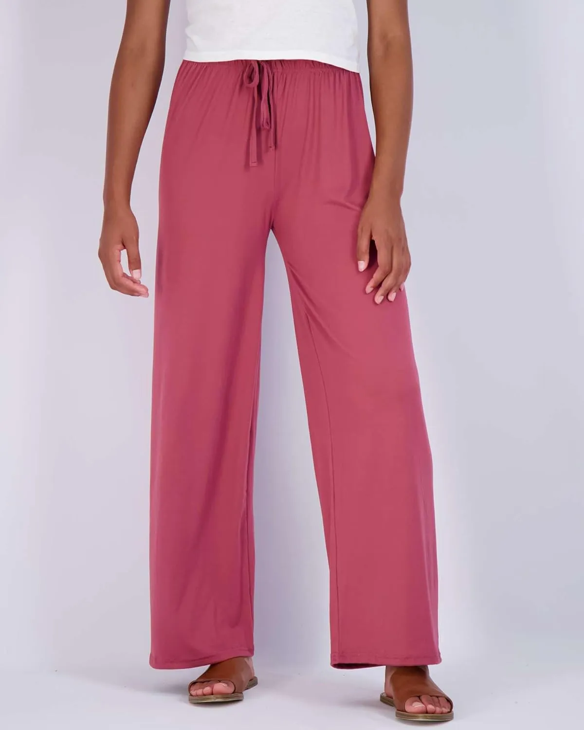 Real Essentials 3 Pack Soft Palazzo Pajama Pants for Women, Wide Leg Comfortable Casual Lounge Yoga Bottoms (Plus Size)