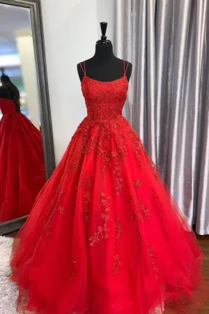Red Lace Long Backless Prom Dresses Red Formal Graduation Dresses