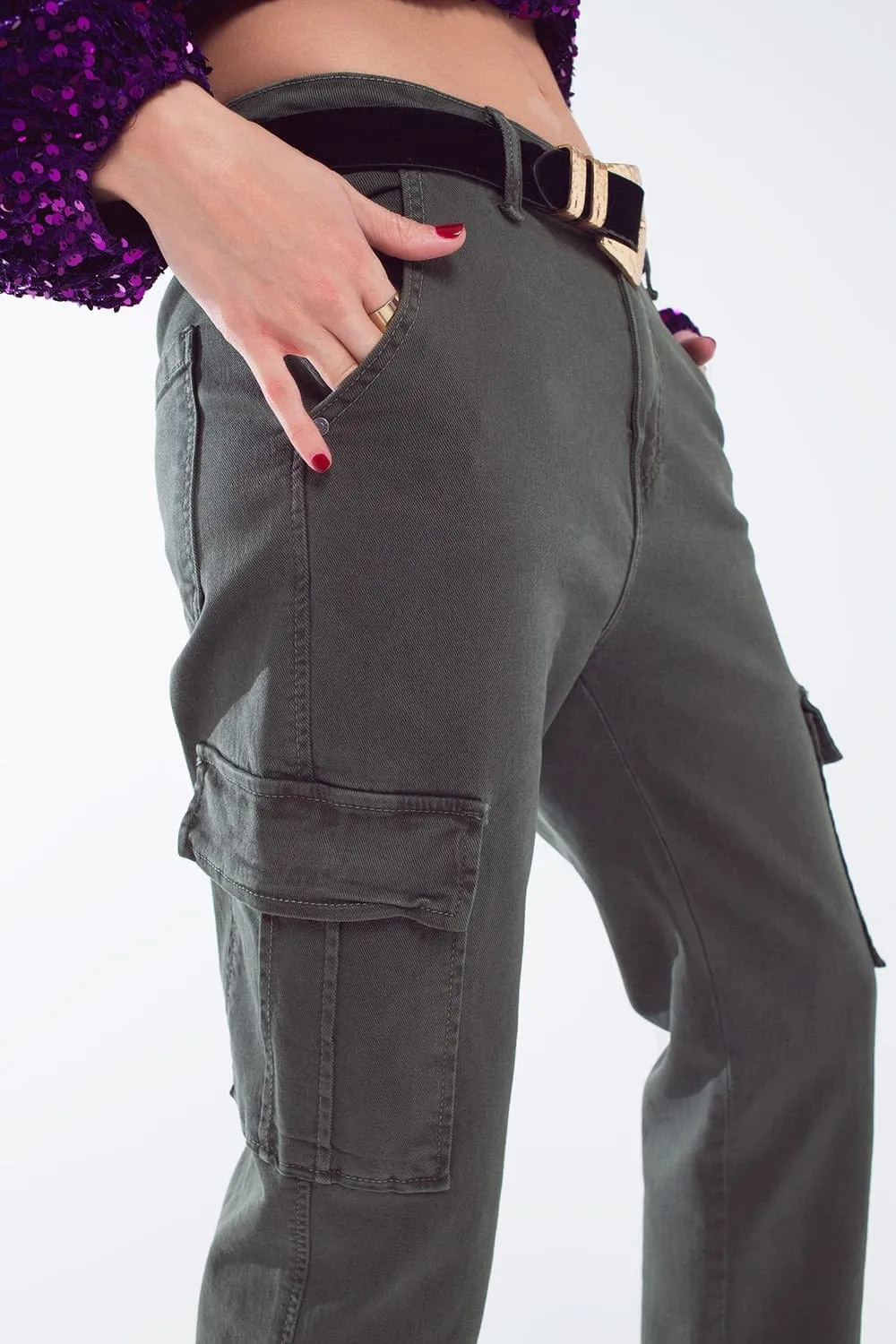Relaxed Cargo Pants In Army Dark Green