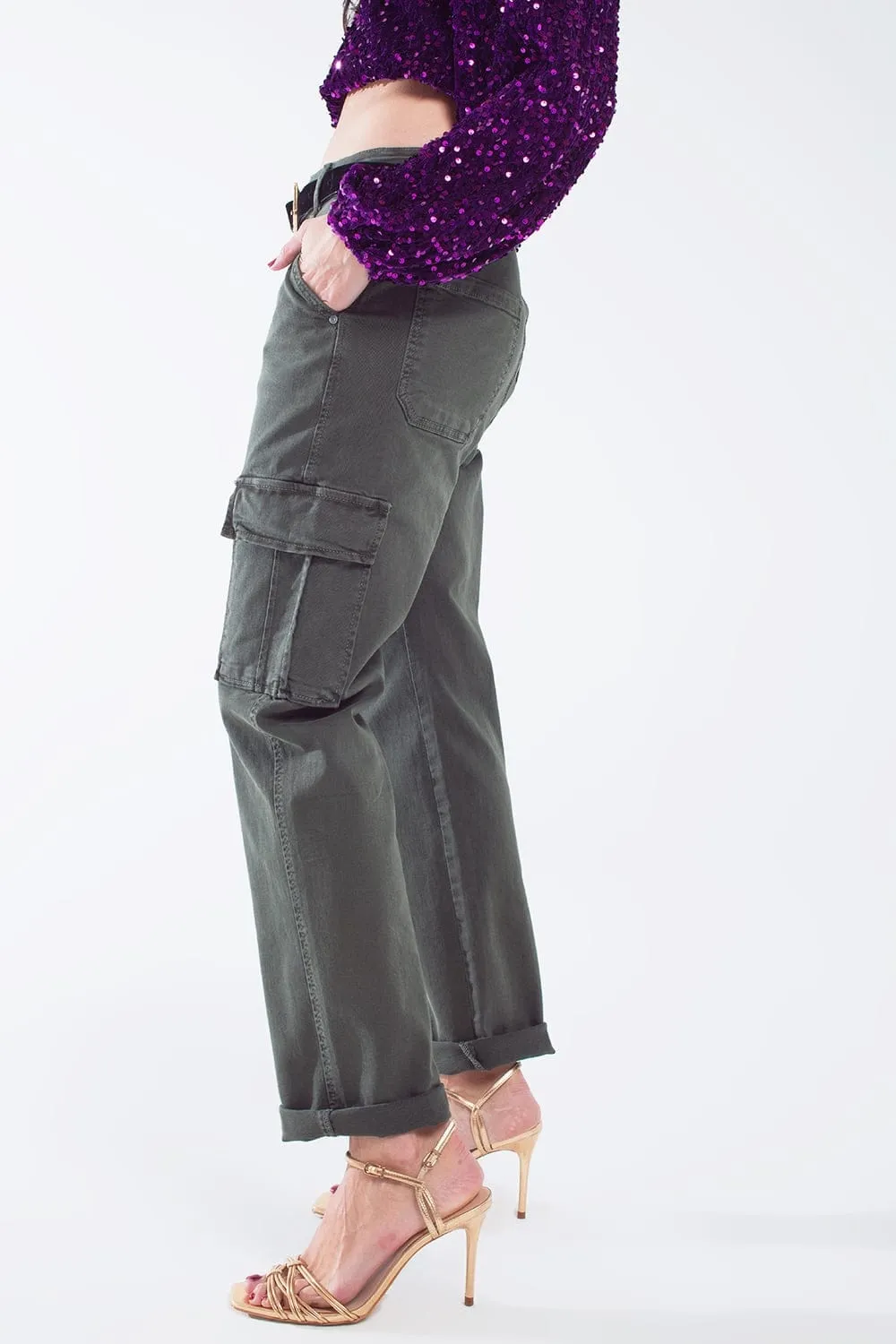 Relaxed Cargo Pants In Army Dark Green