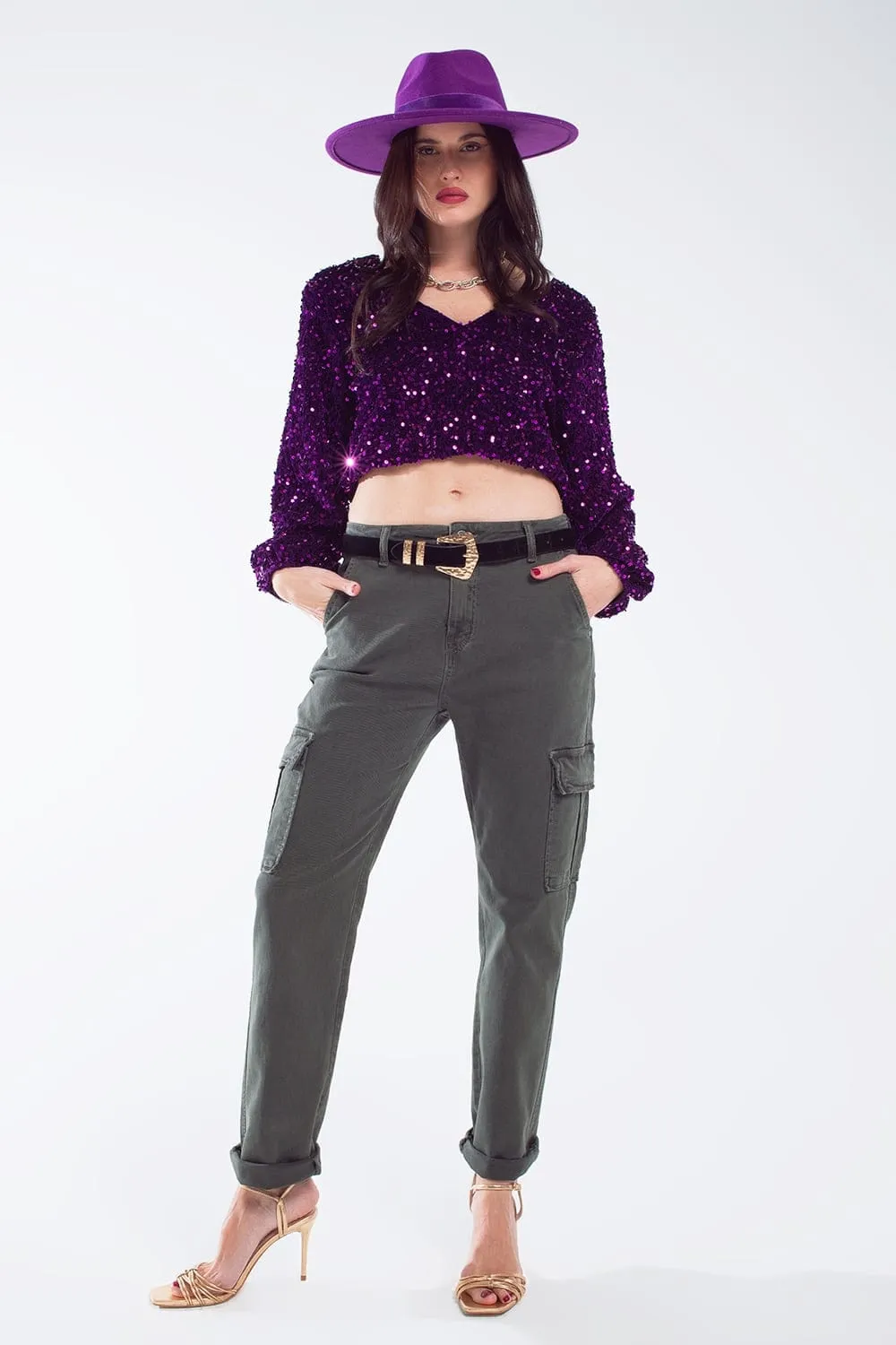 Relaxed Cargo Pants In Army Dark Green