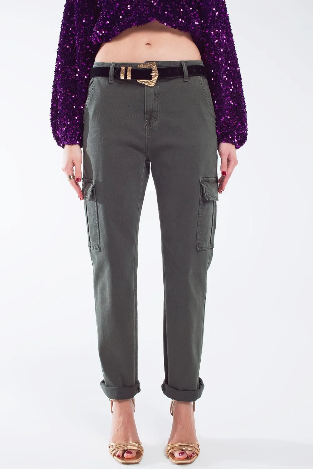 Relaxed Cargo Pants In Army Dark Green