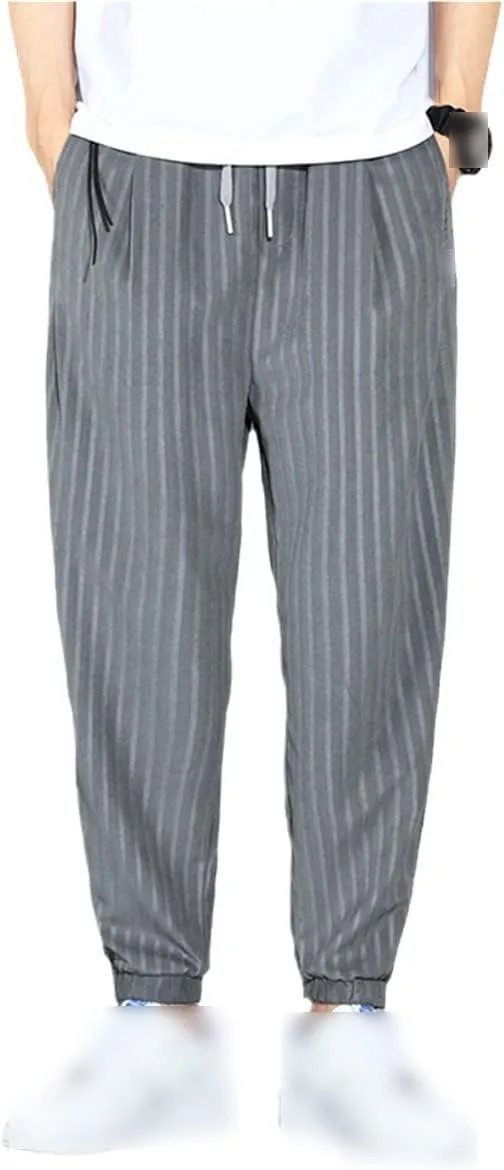 Roquorl Ice Silk Soft Men's Pants Loose Casual Solid Color Trousers Running Sports Pants Elastic Waist Harem Pants