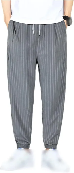Roquorl Ice Silk Soft Men's Pants Loose Casual Solid Color Trousers Running Sports Pants Elastic Waist Harem Pants