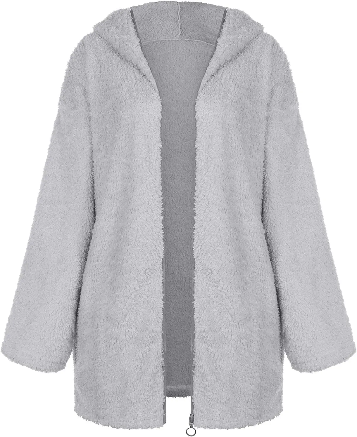 Sherpa Jacket Women Oversized Full Zip Fleece Hoodie Soft Plush Open Front Cardigan Coats Winter Sweater with Pockets