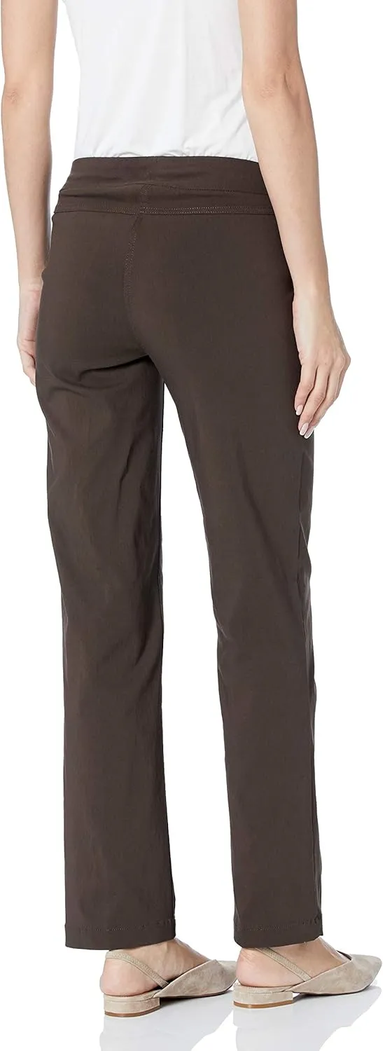 SLIM-SATION Women's Wide Band Pull-on Relaxed Leg Pant with Tummy Control