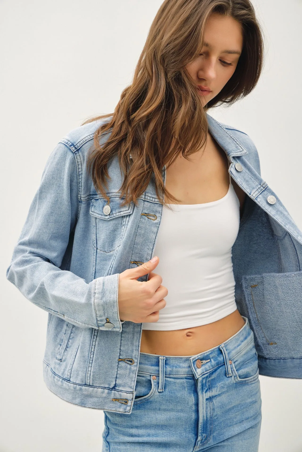 Soft Faux Denim Jacket