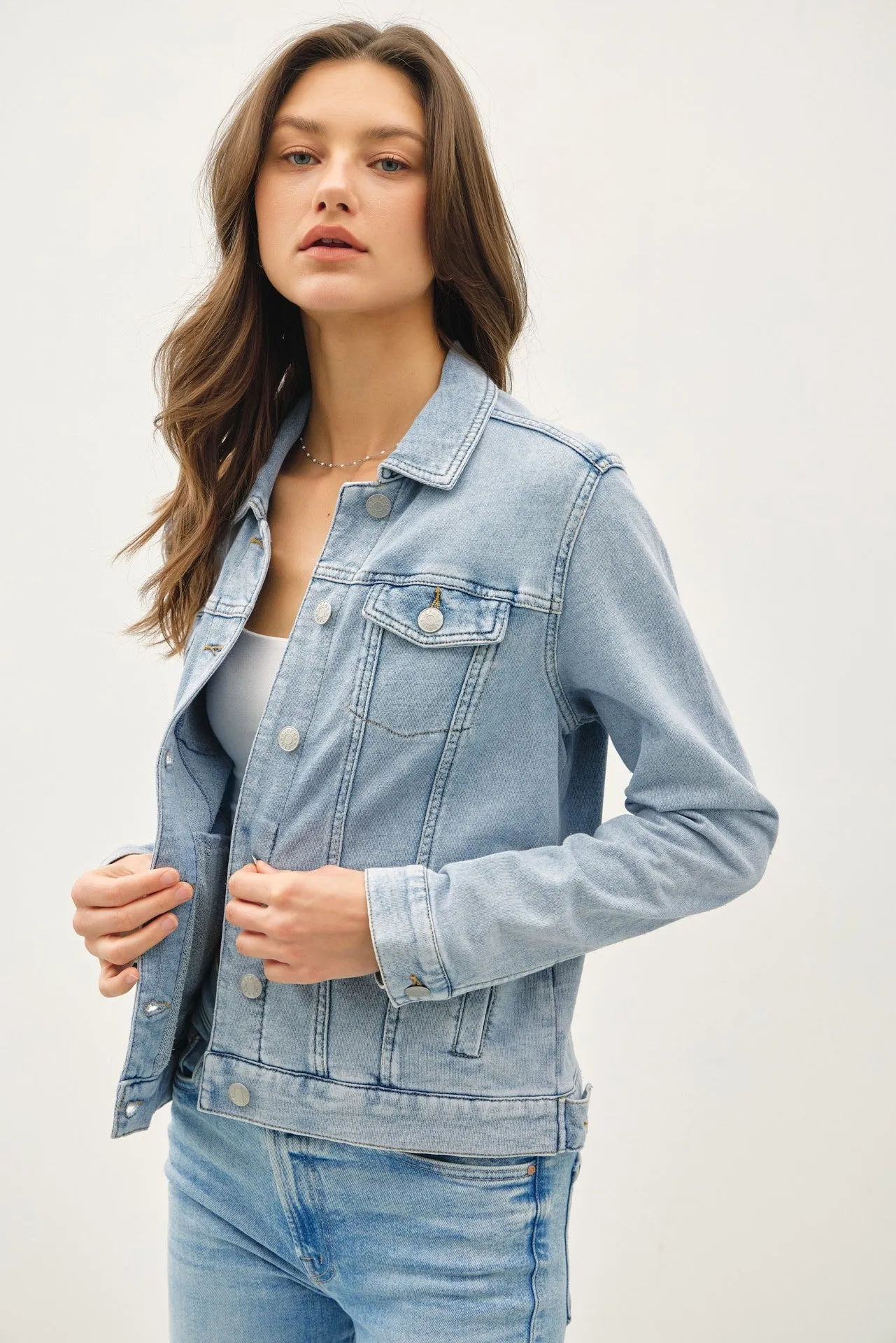 Soft Faux Denim Jacket