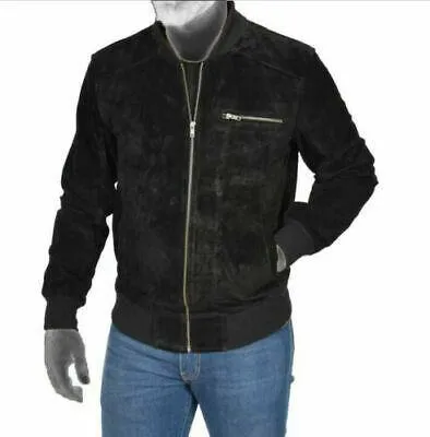 Spine Spark Black Soft Suede Leather Jacket