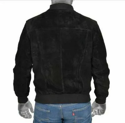 Spine Spark Black Soft Suede Leather Jacket