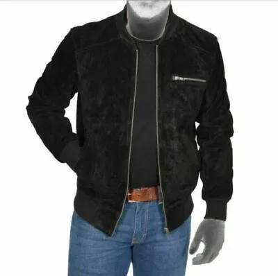 Spine Spark Black Soft Suede Leather Jacket