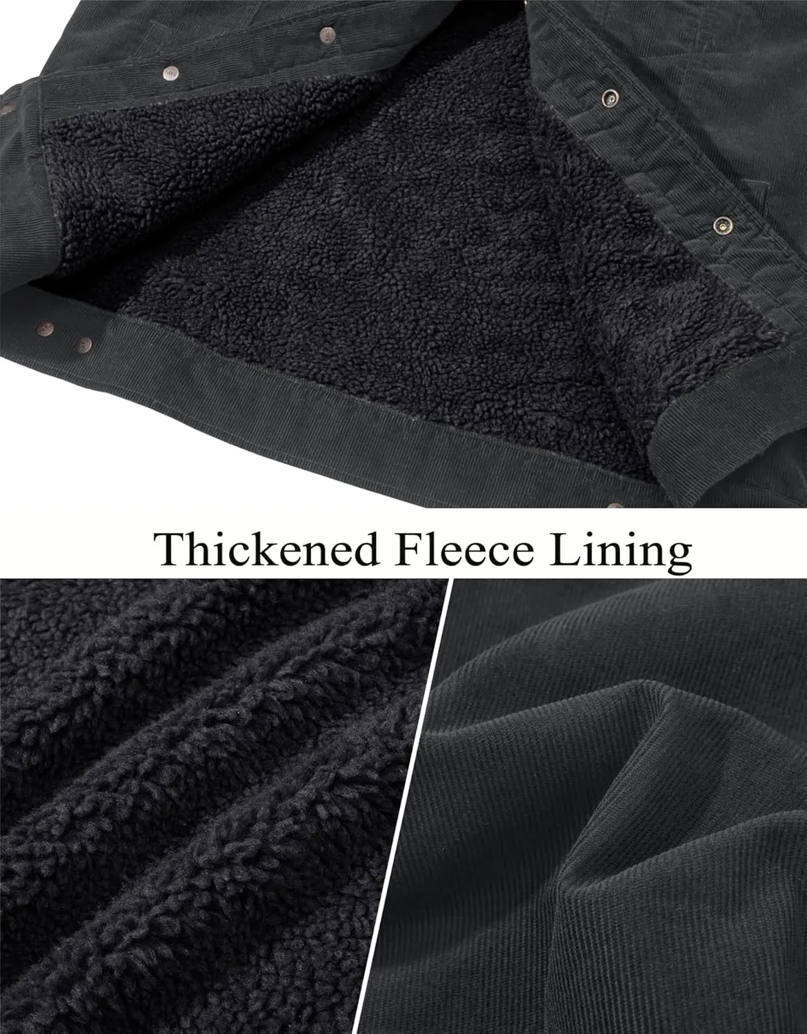TACVASEN Men's Corduroy Jacket Fleece Sherpa Lined Winter Coats Warm Thick Cotton Casual Trucker Cargo Jacket