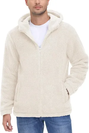 TACVASEN Men's Fuzzy Sherpa Jacket Fleece Lined Zip Up Hoodies Winter Thermal Work Casual Warm Jackets Plain Coats