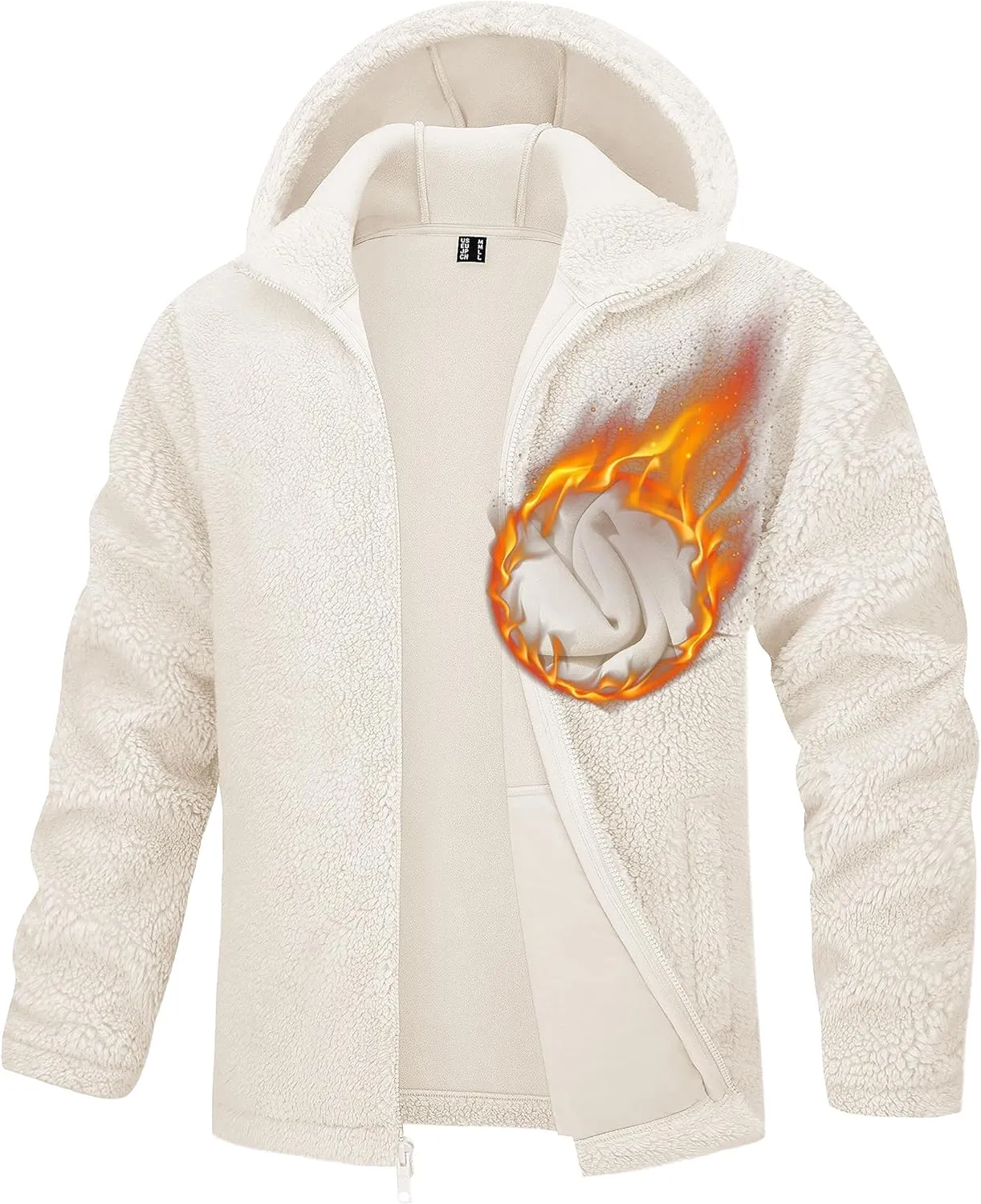 TACVASEN Men's Fuzzy Sherpa Jacket Fleece Lined Zip Up Hoodies Winter Thermal Work Casual Warm Jackets Plain Coats