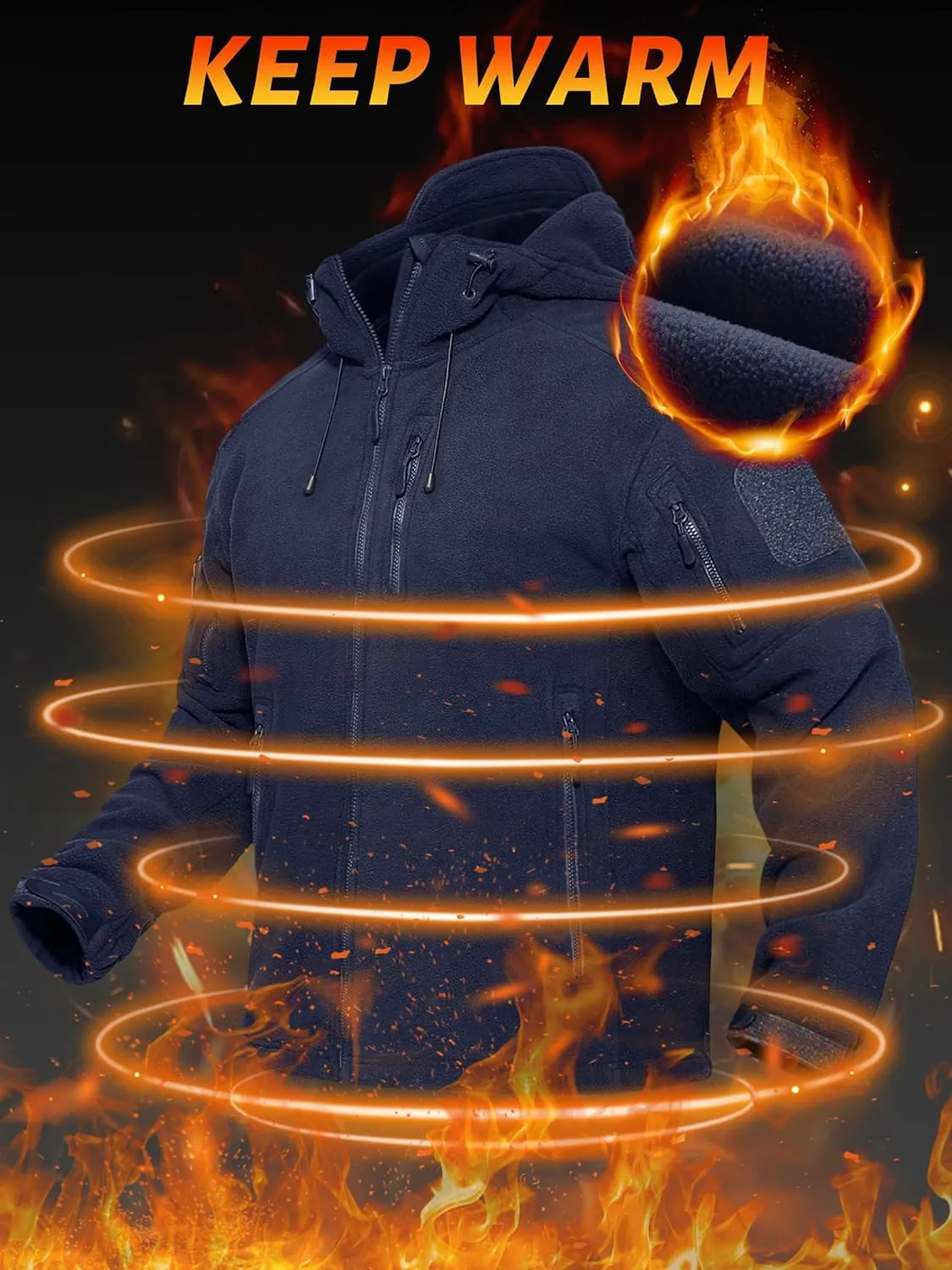 TACVASEN Men's Tactical Fleece Jacket Heavyweight Military Hoodie with 6 Pockets Winter Warm Coats Windproof Outdoor