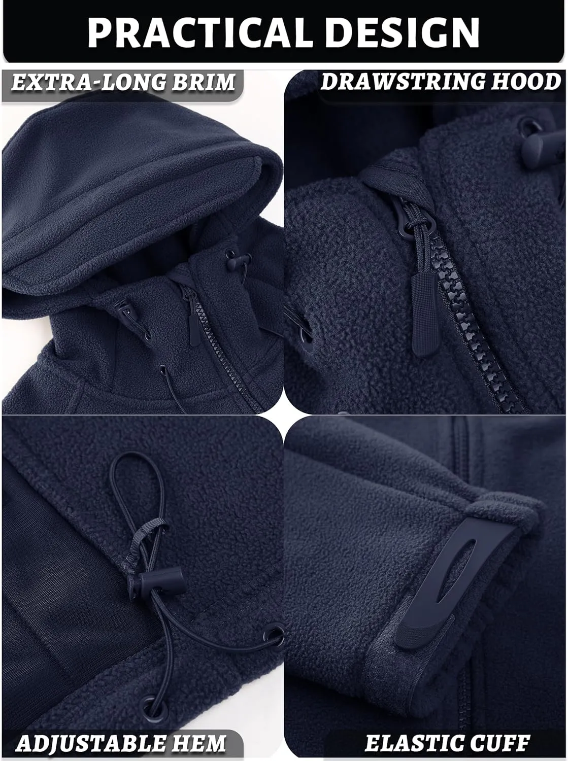 TACVASEN Men's Tactical Fleece Jacket Heavyweight Military Hoodie with 6 Pockets Winter Warm Coats Windproof Outdoor