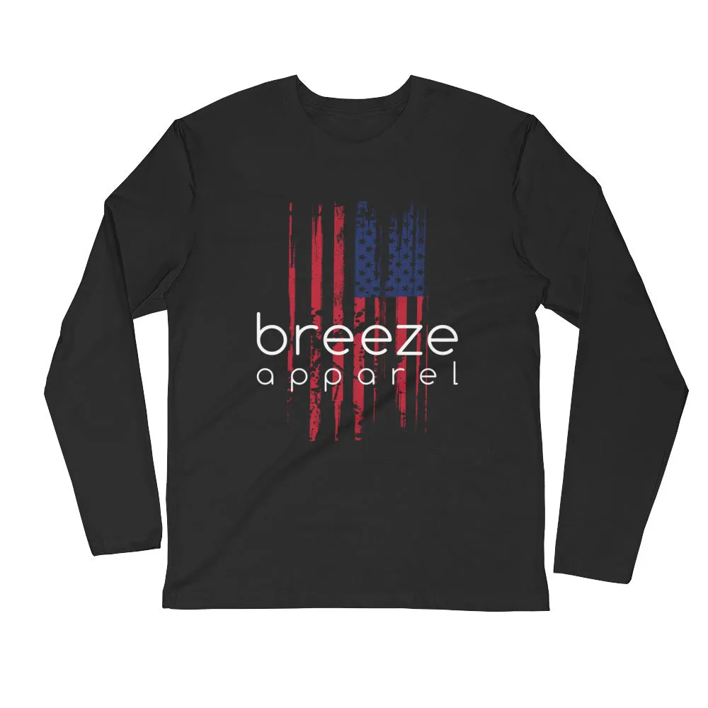 U.S. flag unisex brand shirt - white (slim fit)